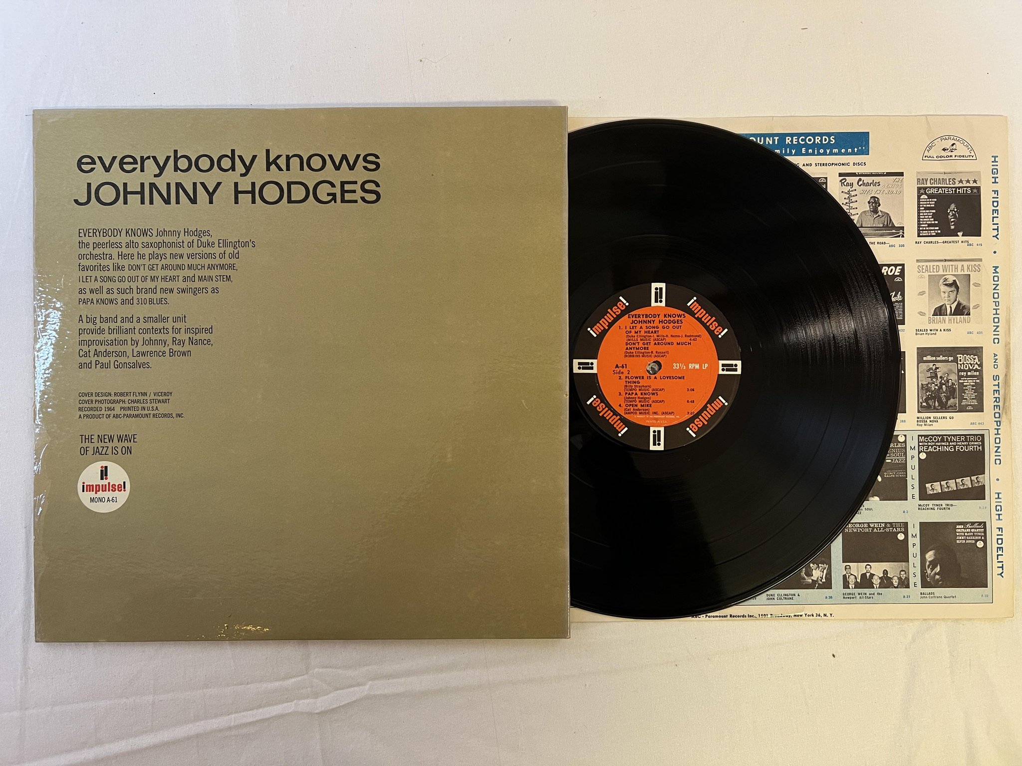 Omslagsbild för skivan JOHNNY HODGES everybody knows LP -64 US IMPULSE A-61 ABC PARAMOUNT mono