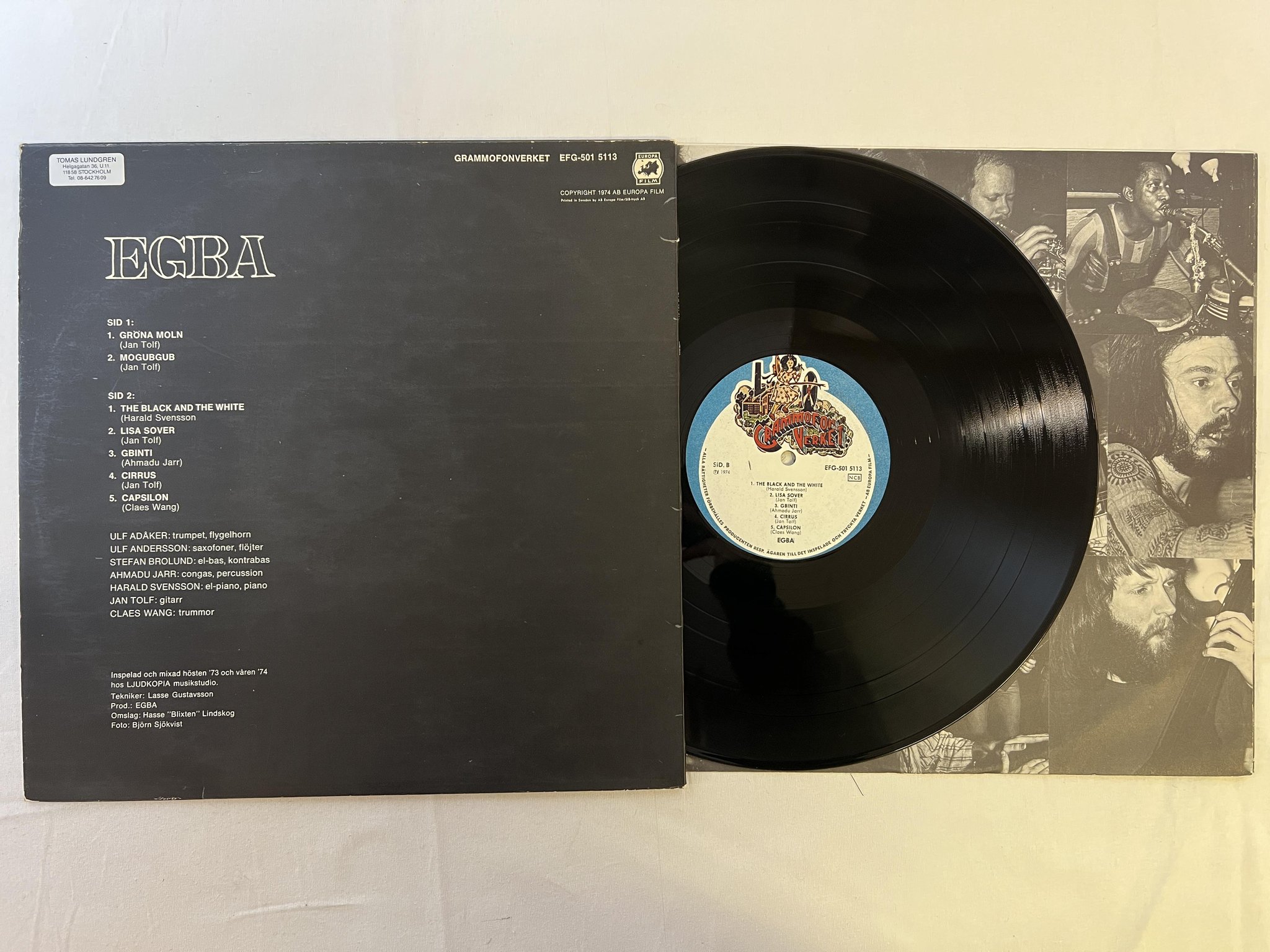 Omslagsbild för skivan EGBA s/t LP -74 GRAMMOFON VERKET EFG-501 5113 ** YEAH **