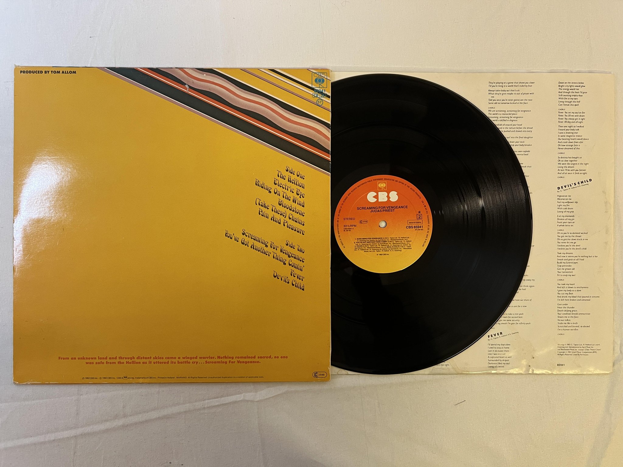 Omslagsbild för skivan JUDAS PRIEST screaming for vengeance LP -82 Hol CBS 85941