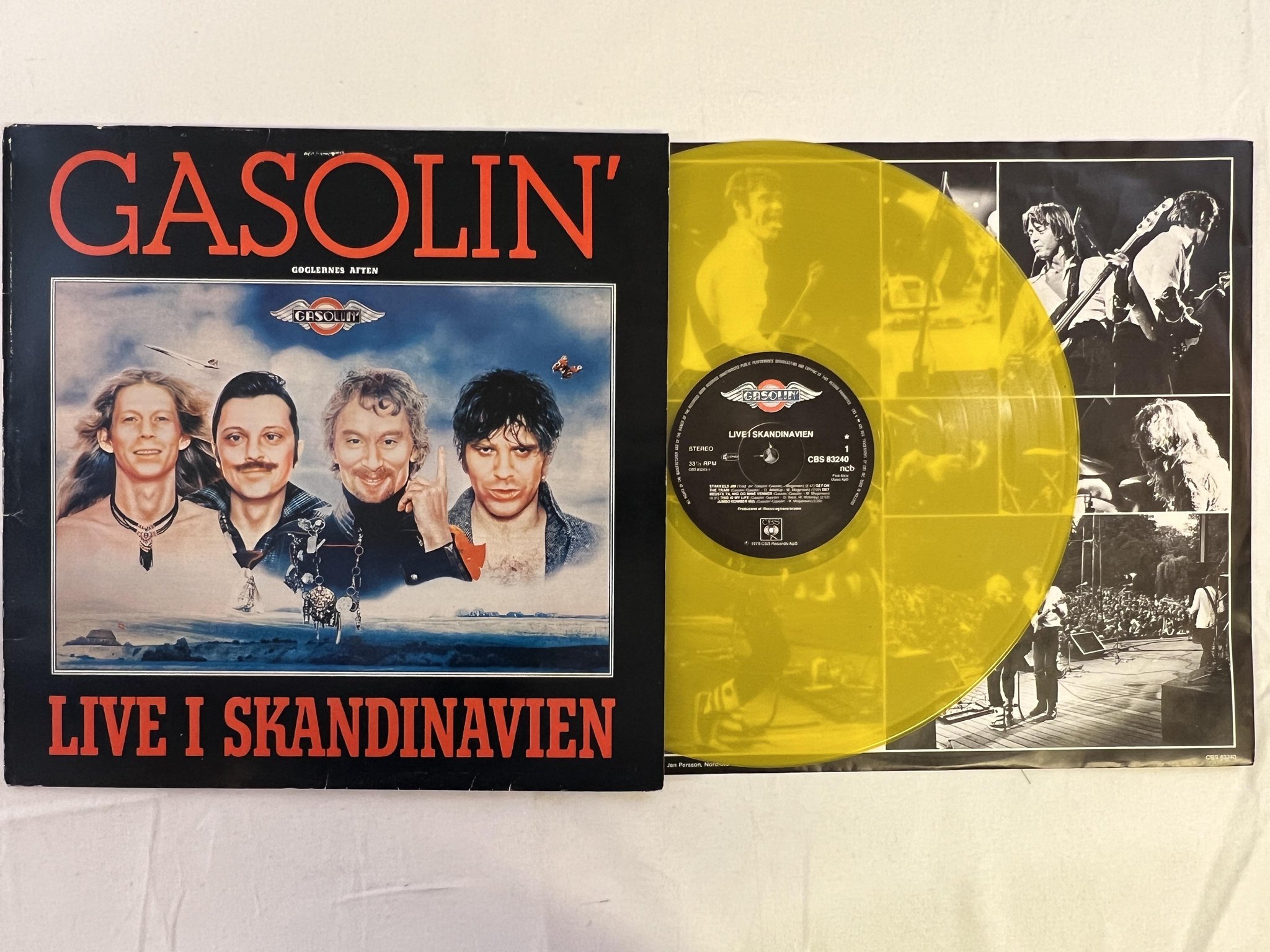 Omslagsbild för skivan GASOLIN live in Skandinavien LP -78 Hol CBS 83240 yellow vinyl