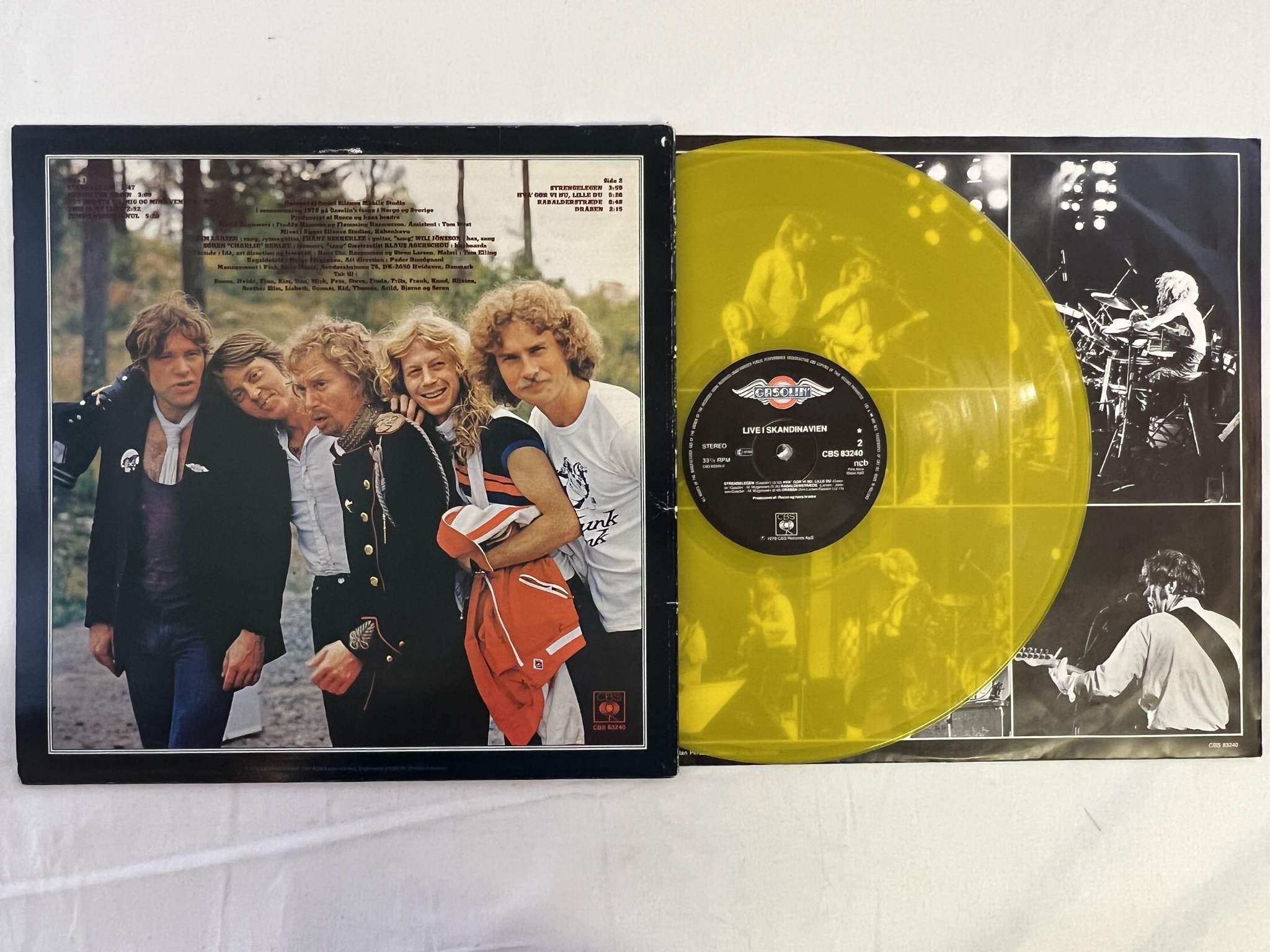 Omslagsbild för skivan GASOLIN live in Skandinavien LP -78 Hol CBS 83240 yellow vinyl