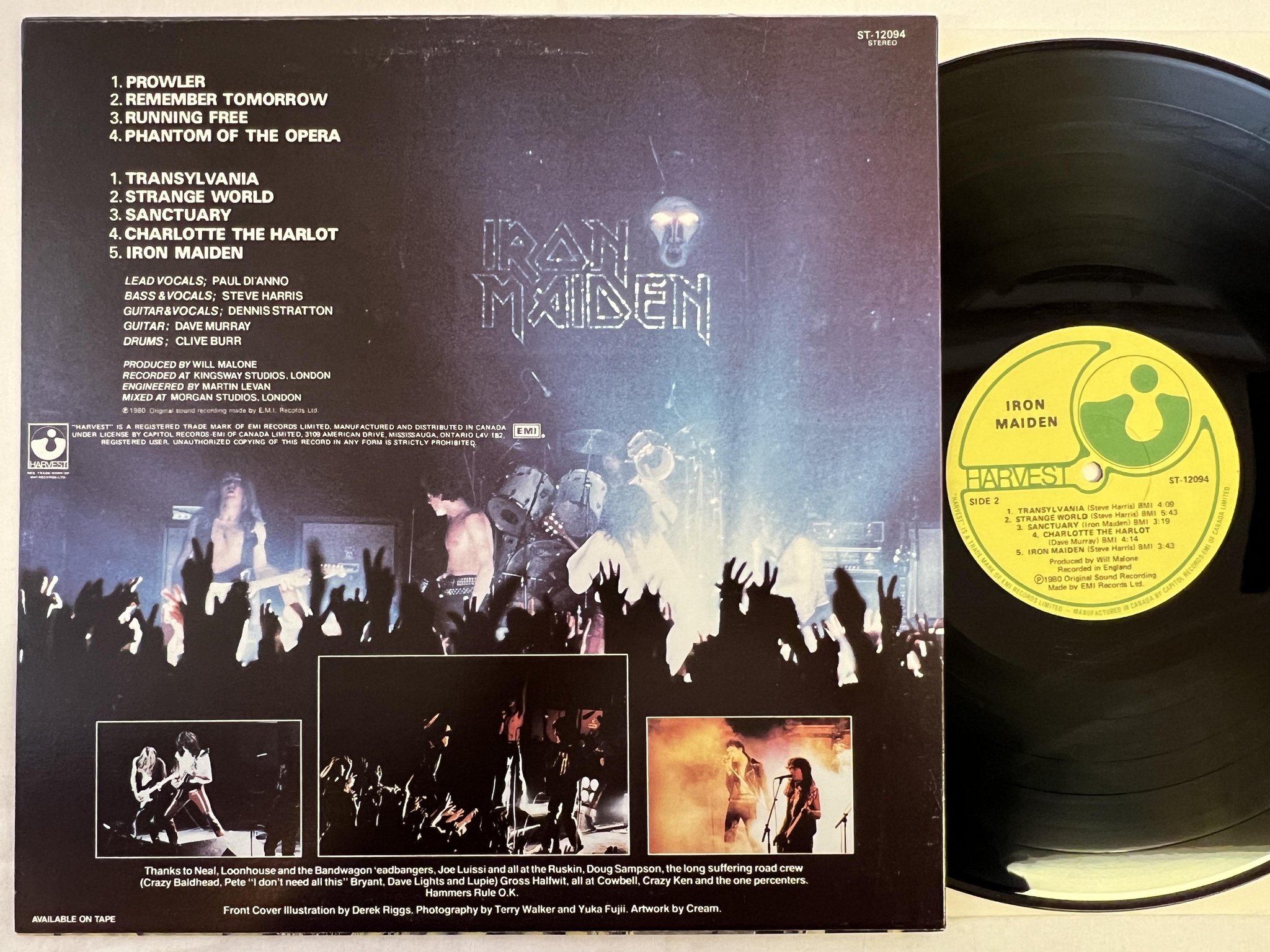 Omslagsbild för skivan IRON MAIDEN s/t LP -80 Can HARVEST ST-12094