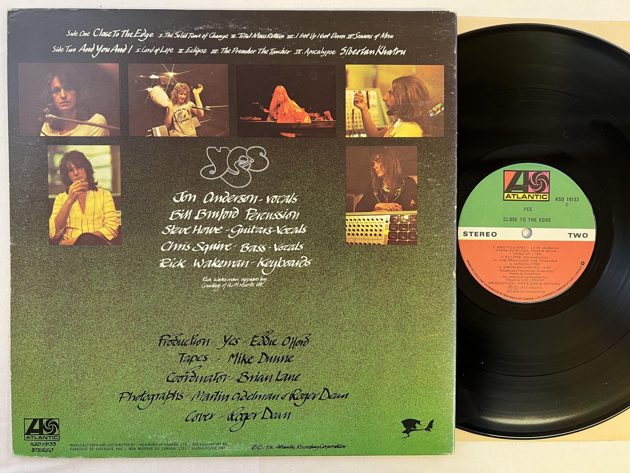 Omslagsbild för skivan YES close to the edge LP -72 Can ATLANTIC KSD 19133 C