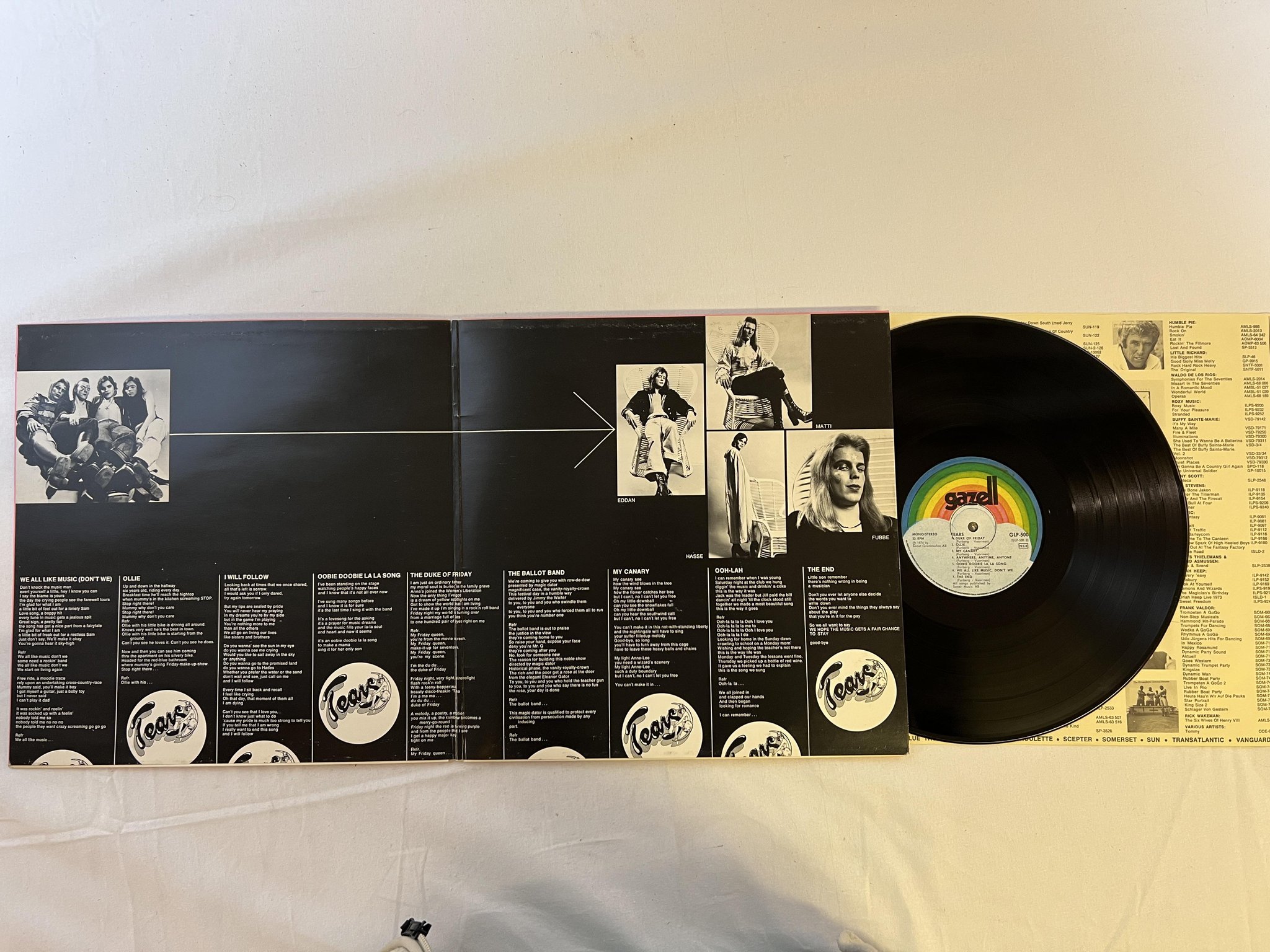 Omslagsbild för skivan TEARS s/t LP -74 Swe GAZELL GLP-500