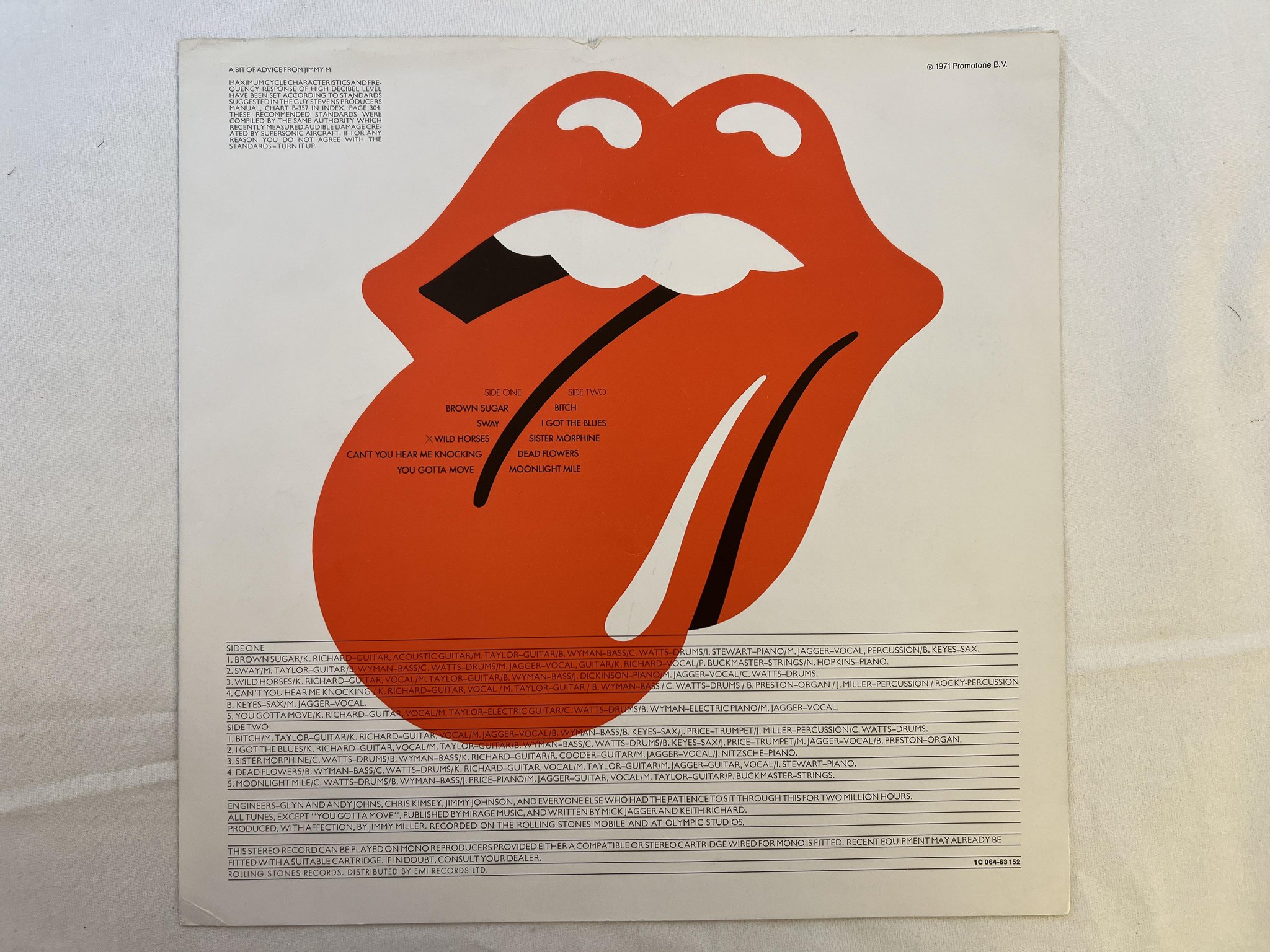 Omslagsbild för skivan ROLLING STONES sticky fingers LP Ger 1C 064-63152 Andy Warhol art work