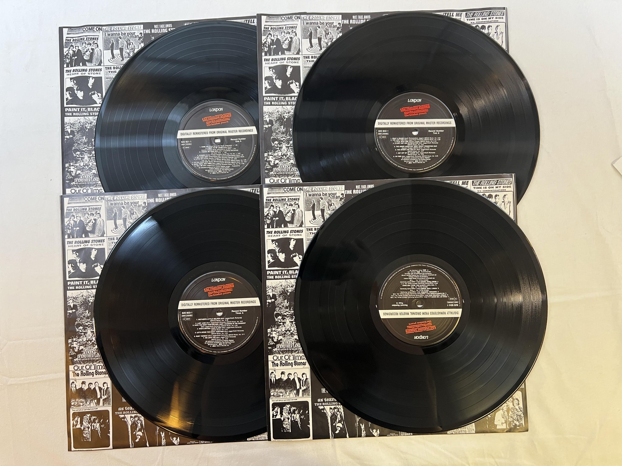 Omslagsbild för skivan THE ROLLING STONES Singles Collection 4xLP -89 EU abkco 820 900-1