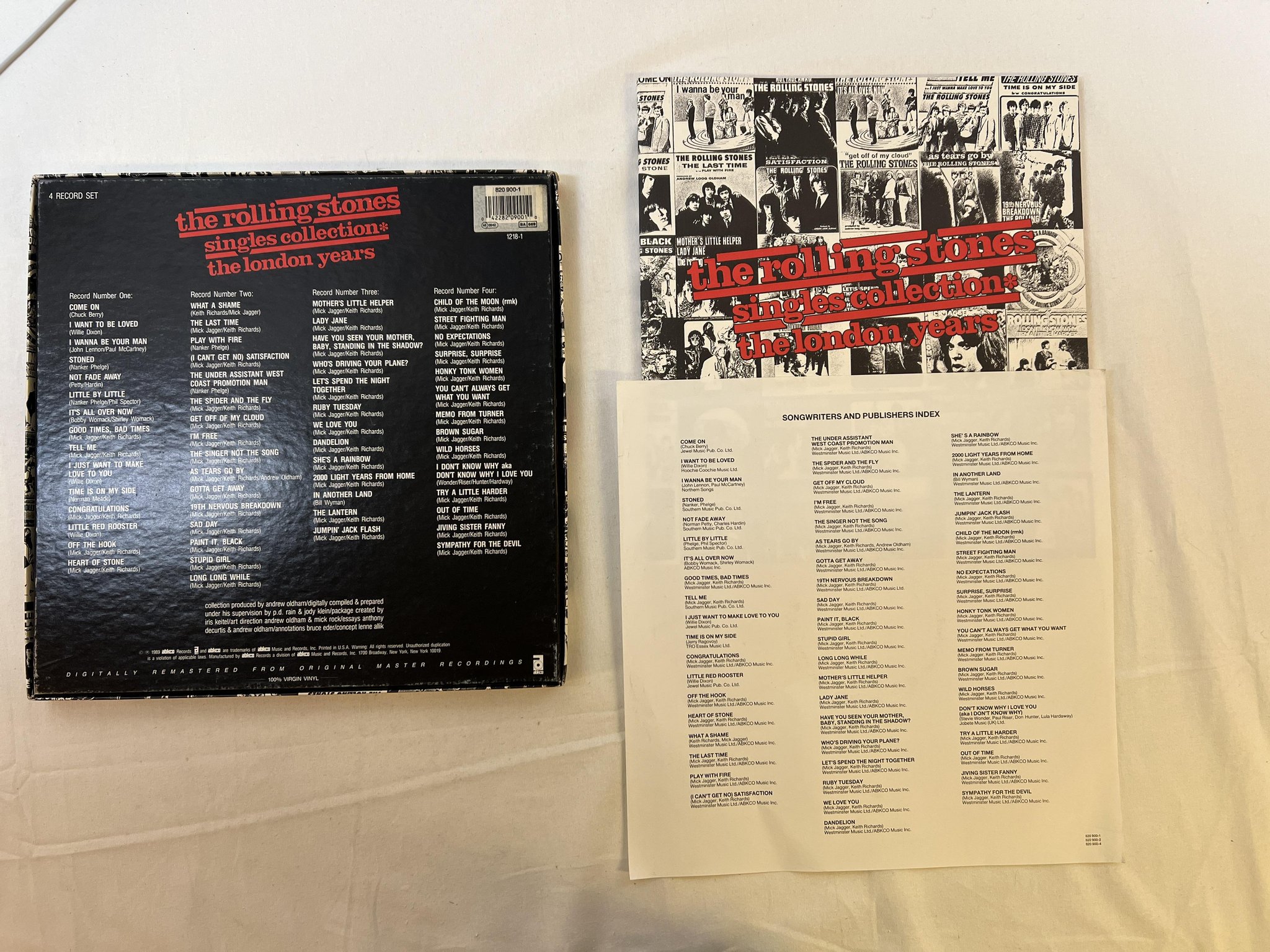 Omslagsbild för skivan THE ROLLING STONES Singles Collection 4xLP -89 EU abkco 820 900-1