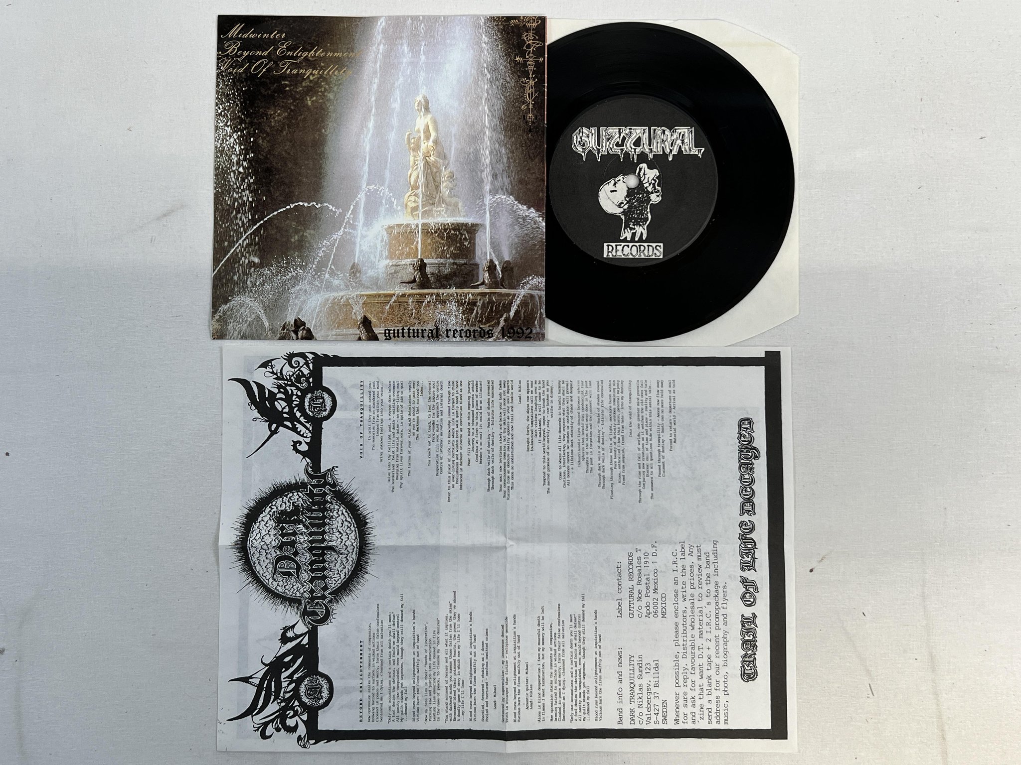 Omslagsbild för skivan DARK TRANQUILITY Trail Of Life Decayed  7" -92 MEXICO GUTTURAL  death metal