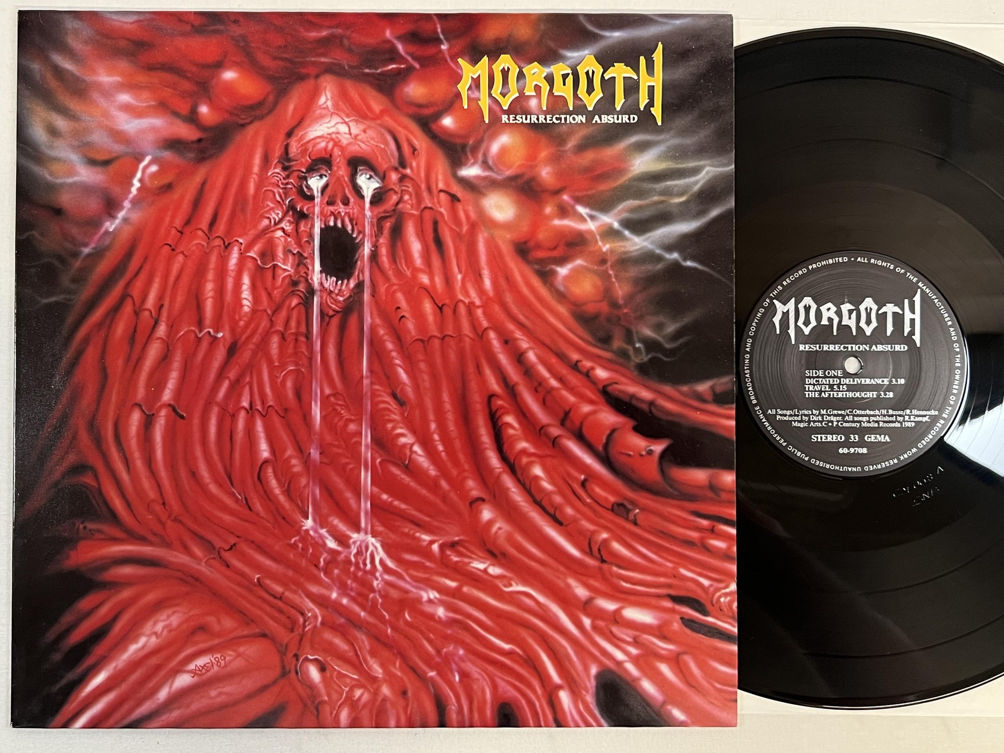 Omslagsbild för skivan MORGOTH Resurrection Absurd 12"ep -89 Ger CENTURY MEDIA 60-9708 * death metal *