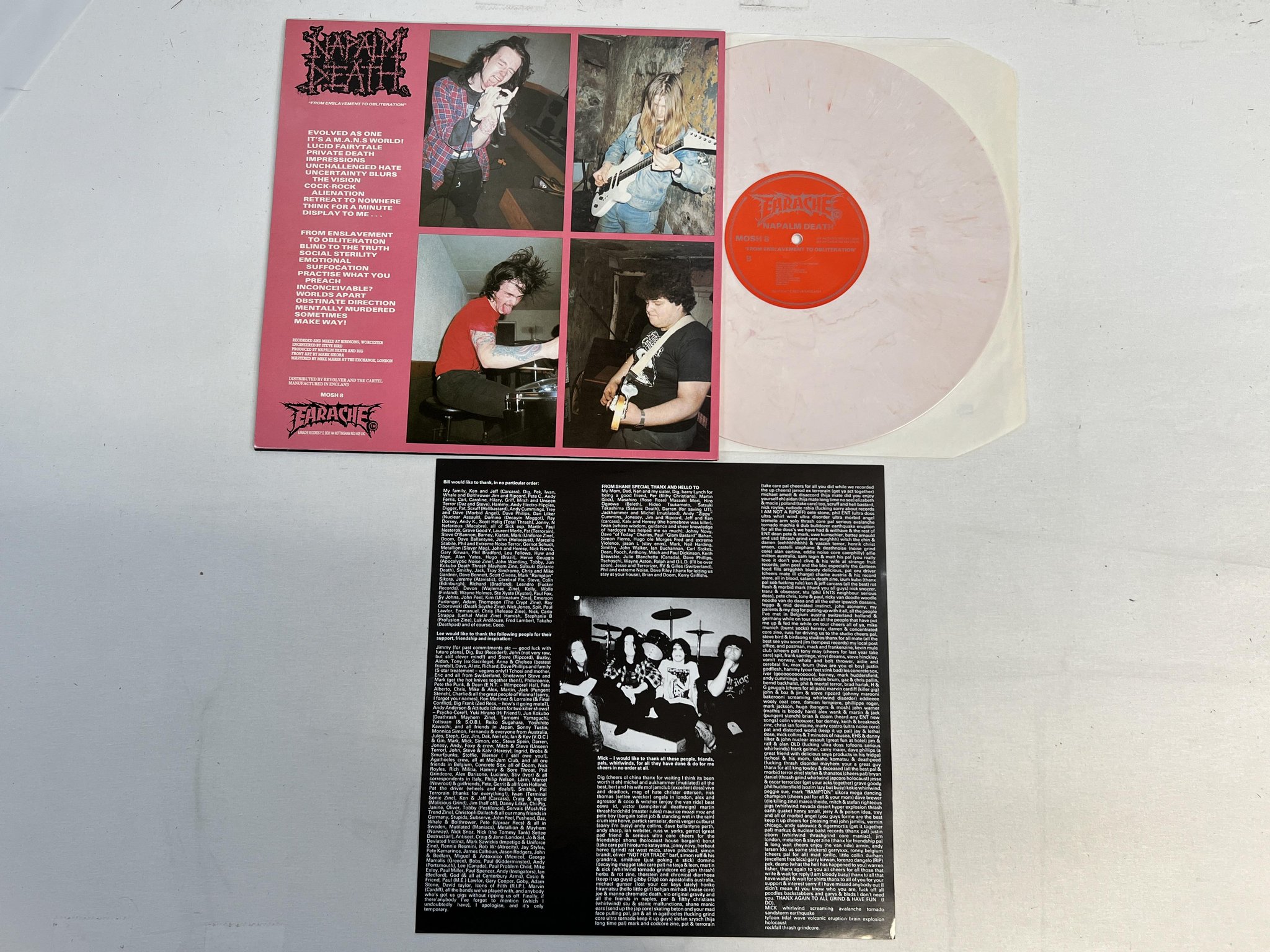Omslagsbild för skivan NAPALM DEATH From Enslavement To Obliteration LP -91 UK EARACHE MOSH 8  LTD
