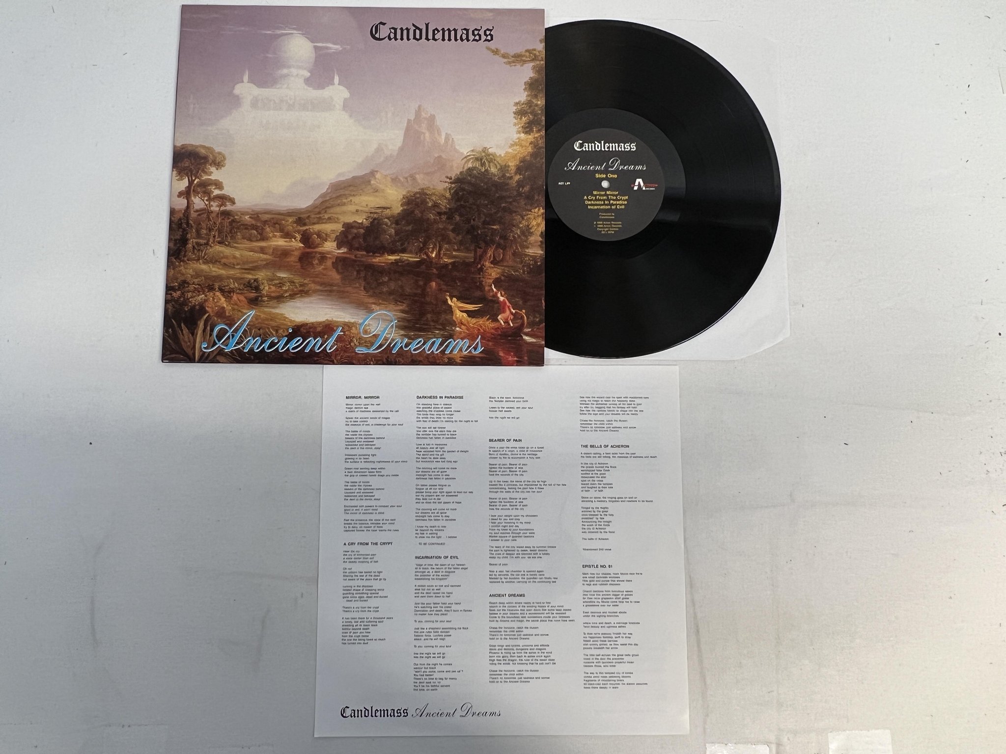Omslagsbild för skivan CANDLEMASS Ancient Dreams LP -88 UK actice ACT LP7 ** doom metal **