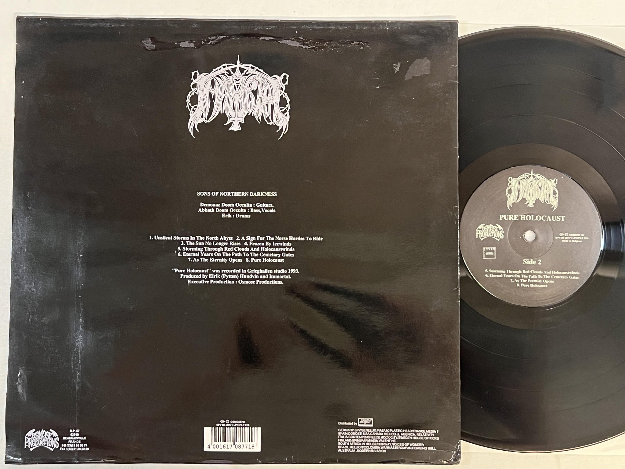 Omslagsbild för skivan IMMORTAL pure holocaust LP -93 Fra OPLP 019 1st press GREEN LETTERS black metal