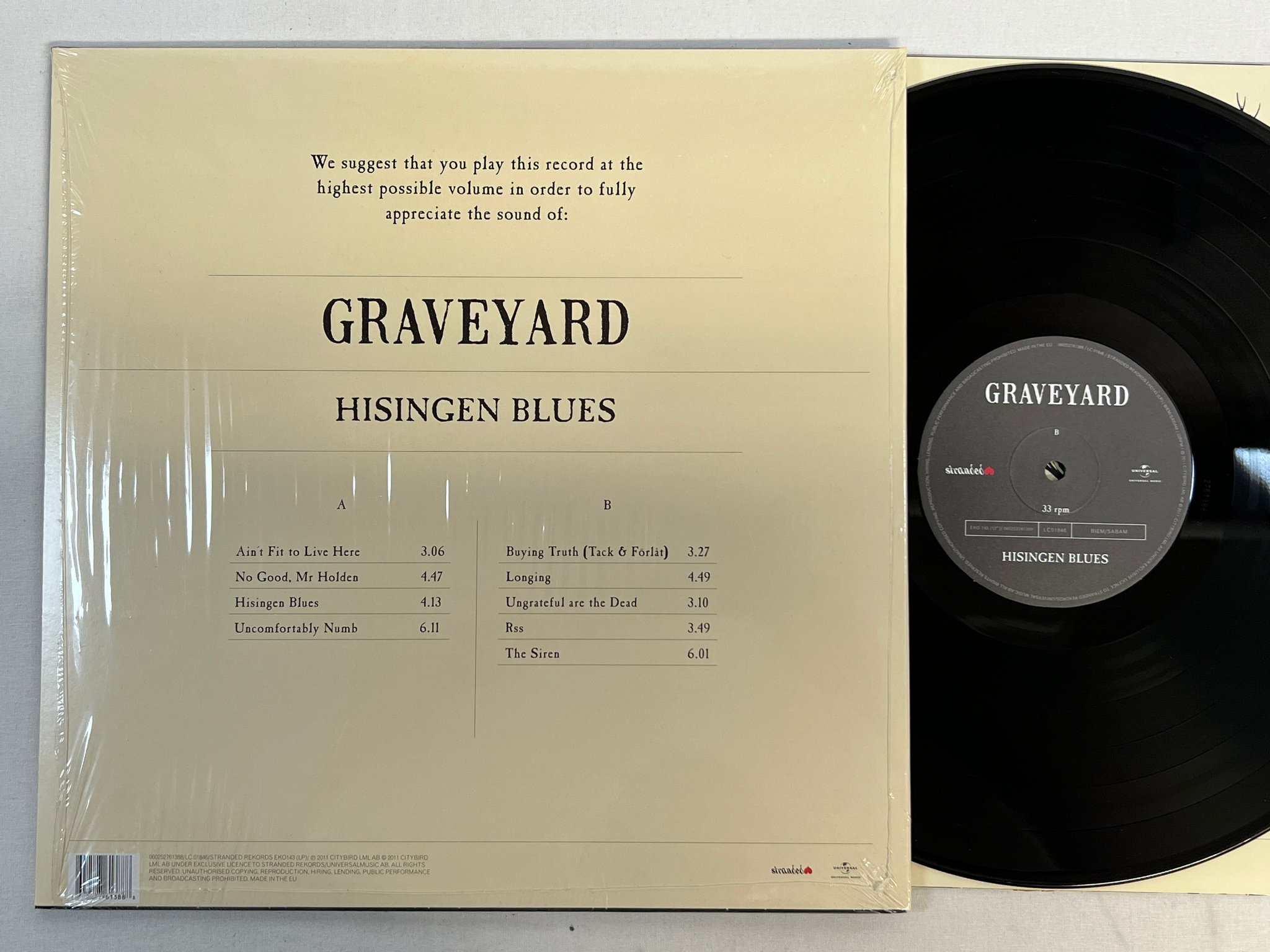 Omslagsbild för skivan GRAVEYARD hisingen blues LP 2011 Swe STRANDED 060252761388 ** GREAT ALBUM **