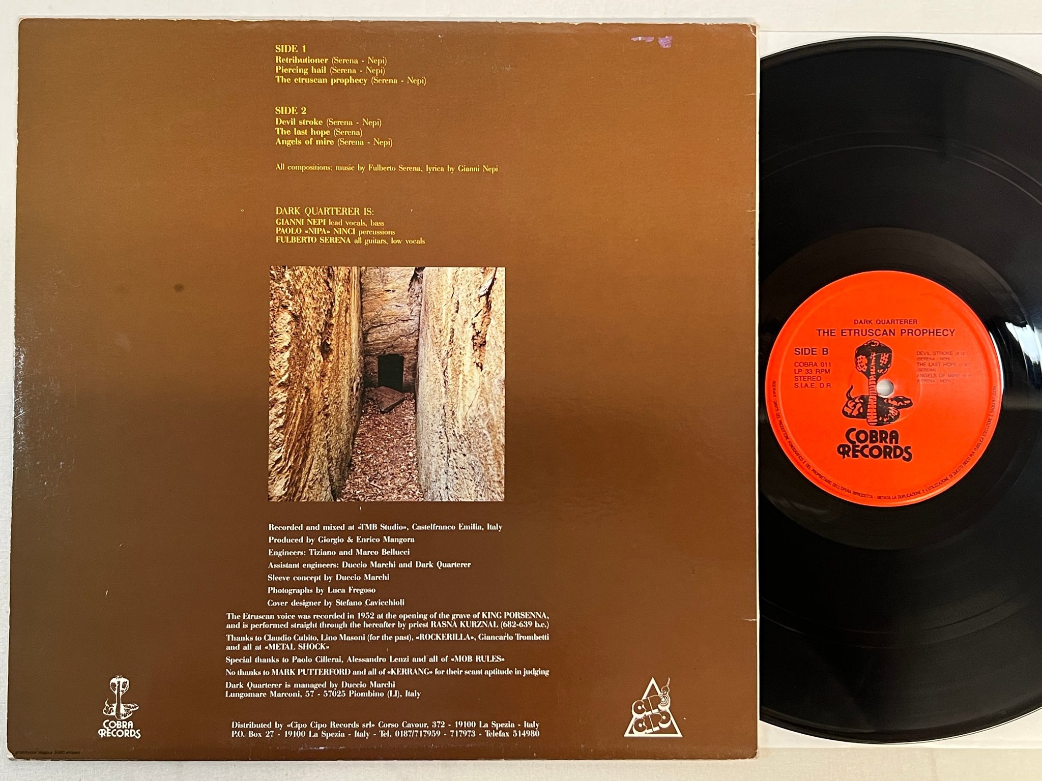 Omslagsbild för skivan DARK QUARTERER The Etruscan Prophecy LP -88 Italy COBRA CR 011 * rare original *