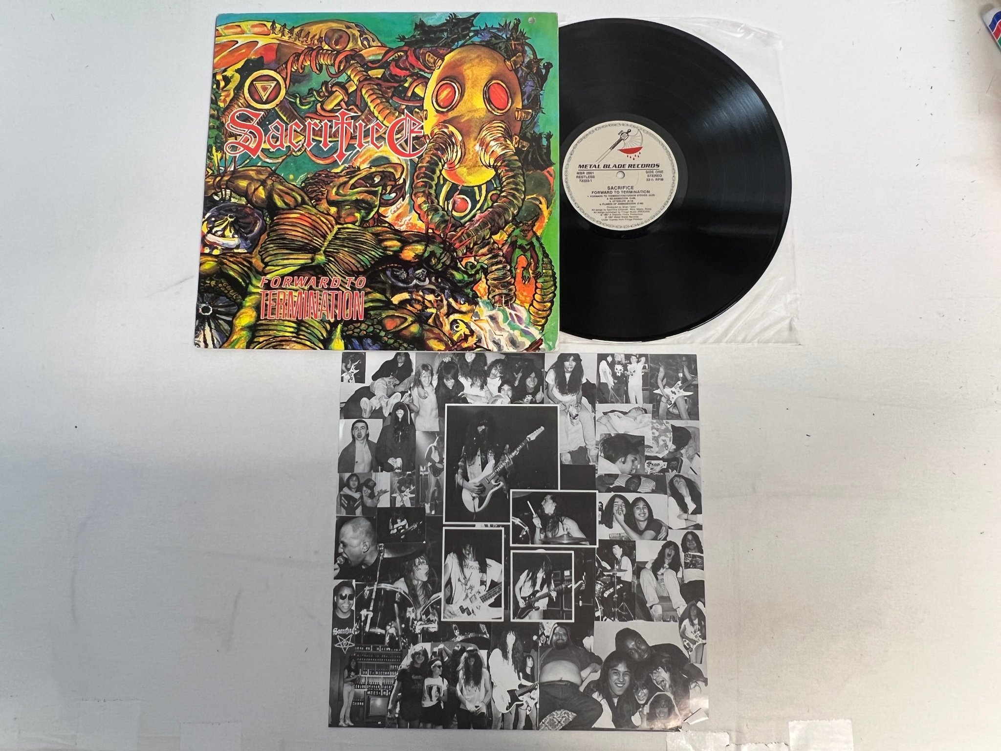 Omslagsbild för skivan SACRIFICE forward to termination LP -87 US METAL BLADE MBR 2001 ** speed metal *
