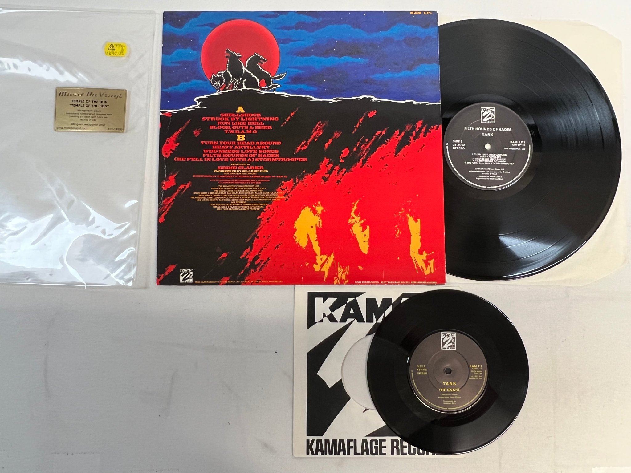 Omslagsbild för skivan TANK Filth Hounds Of Hades LP + 7" UK -82 kamaflage KAM LP1 *** mega rare ***