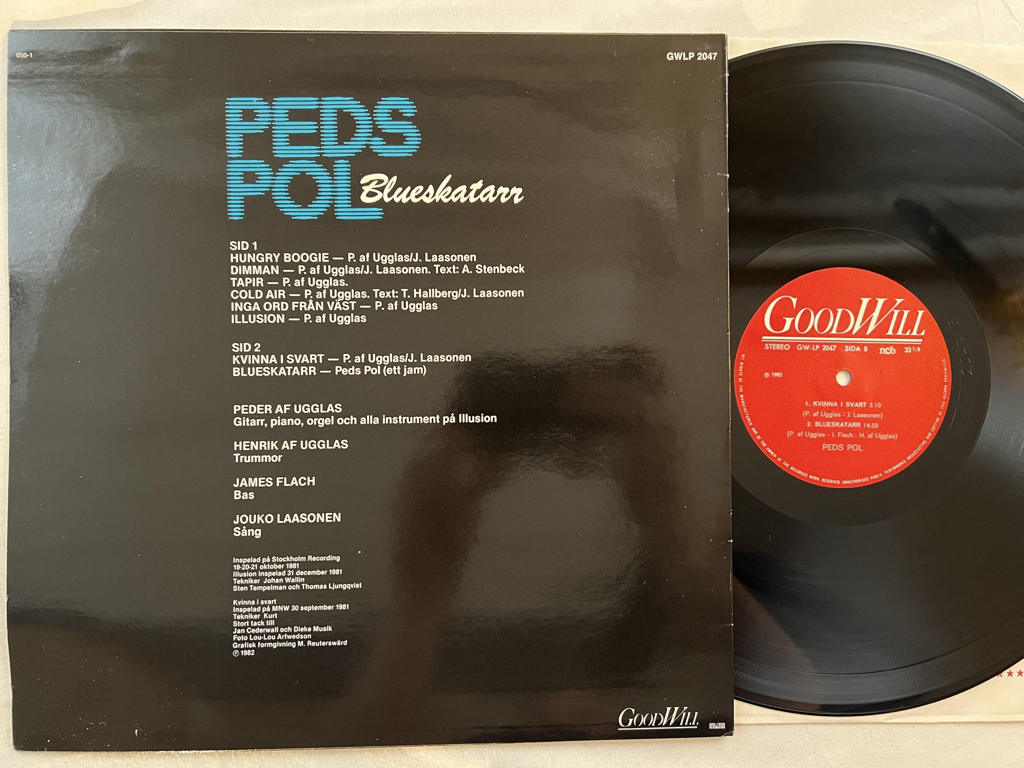 Omslagsbild för skivan PEDS POL Blueskatarr LP -82 Swe GOODWILL GWLP 2047