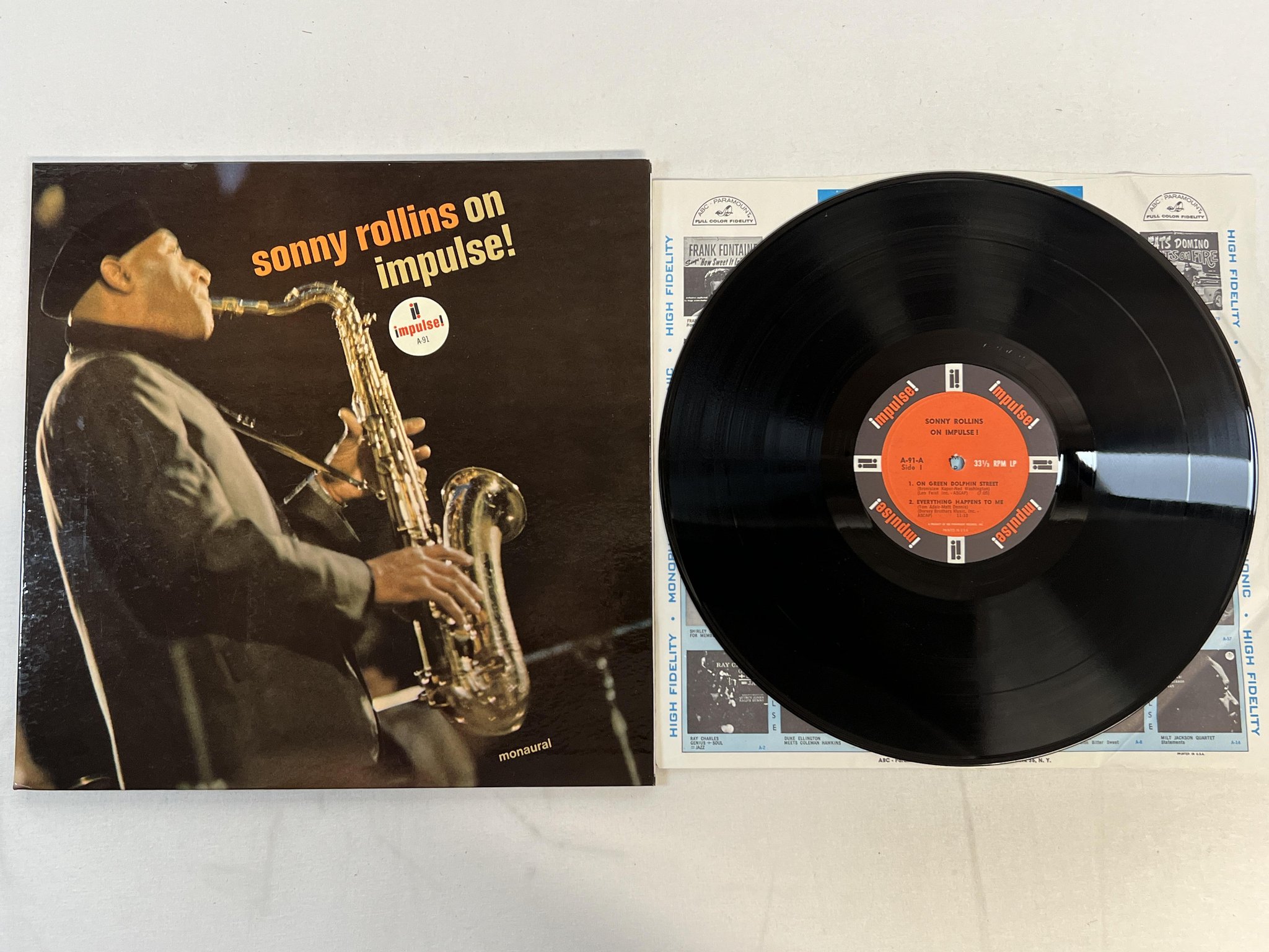 Omslagsbild för skivan SONNY ROLLINS on Impulse LP -65 US IMPULSE! A-91 mono original ** TOPP EX **