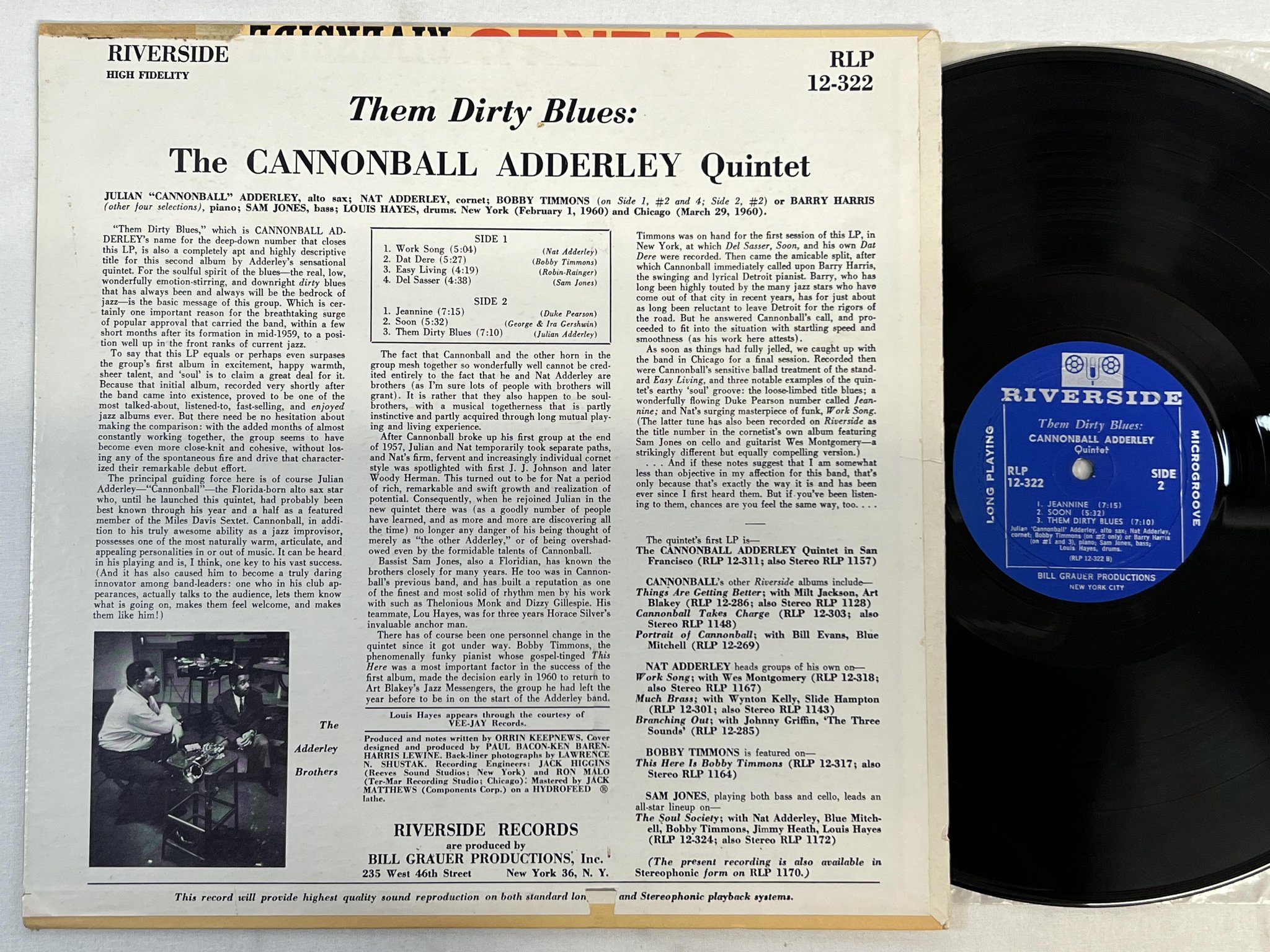 Omslagsbild för skivan CANNONBALL ADDERLEY them dirty blues LP -60 US RIVERSIDE RLP 12-322