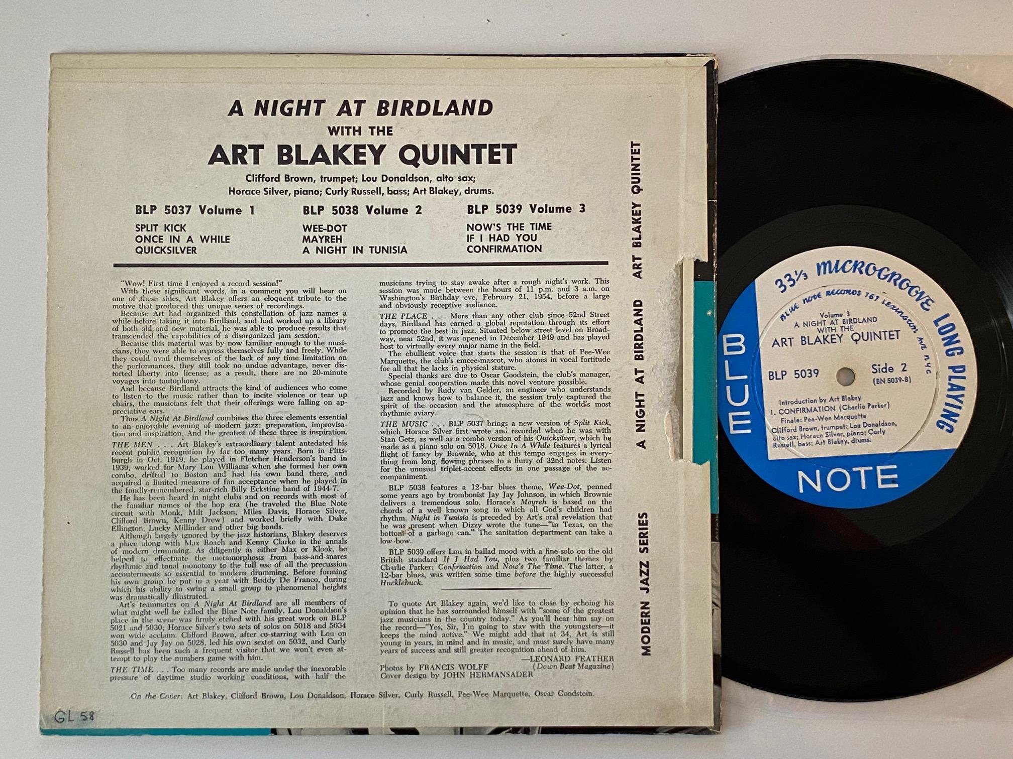 Omslagsbild för skivan ART BLAKEY A Night At Birdland, Vol. 3 10"LP -54 US BLUE NOTE BLP 5039