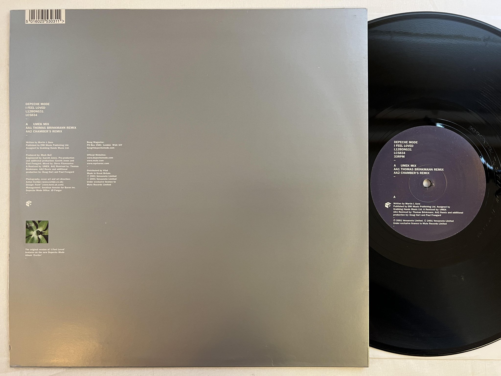 Omslagsbild för skivan DEPECHE MODE I feel loved 12"single 2001 UK 12BONG31  
