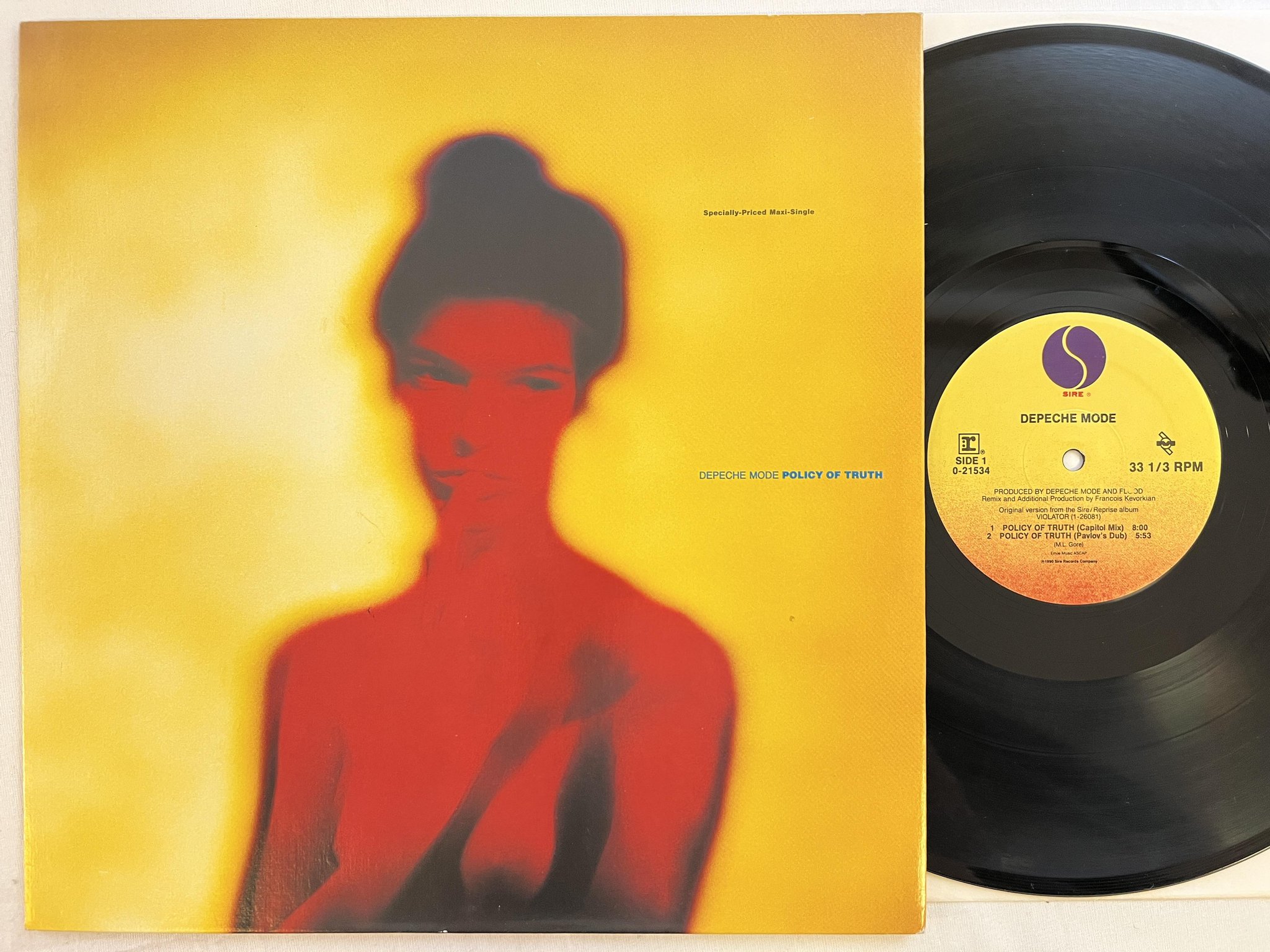 Omslagsbild för skivan DEPECHE MODE policy of truth 12"single -90 US SIRE 0-21534