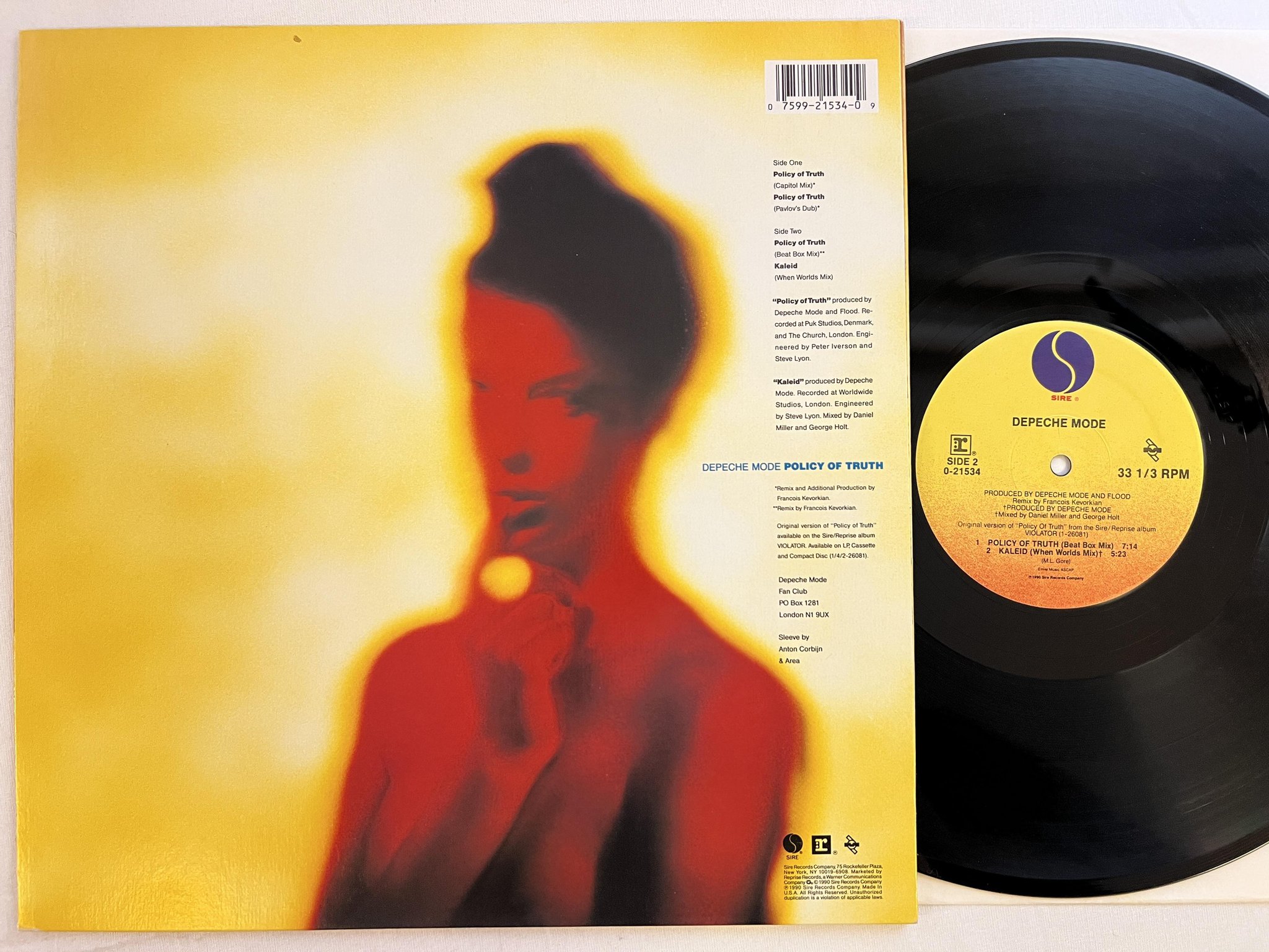 Omslagsbild för skivan DEPECHE MODE policy of truth 12"single -90 US SIRE 0-21534