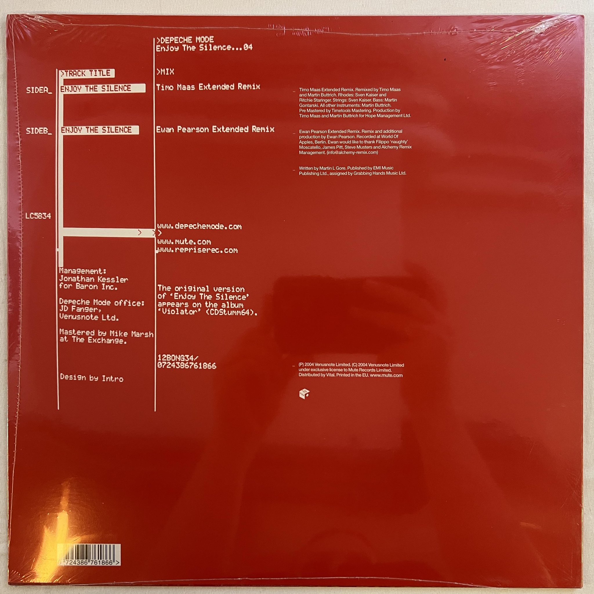 Omslagsbild för skivan DEPECHE MODE enjoy the silence 04 12"single 2004 MUTE 12BONG34 ** SEALED **