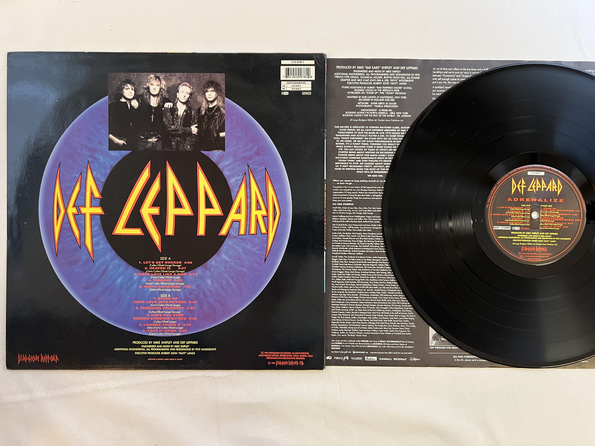 Omslagsbild för skivan DEF LEPPARD adrenalize LP -92 BLUDGEON RIFFOLA 510 978-1 