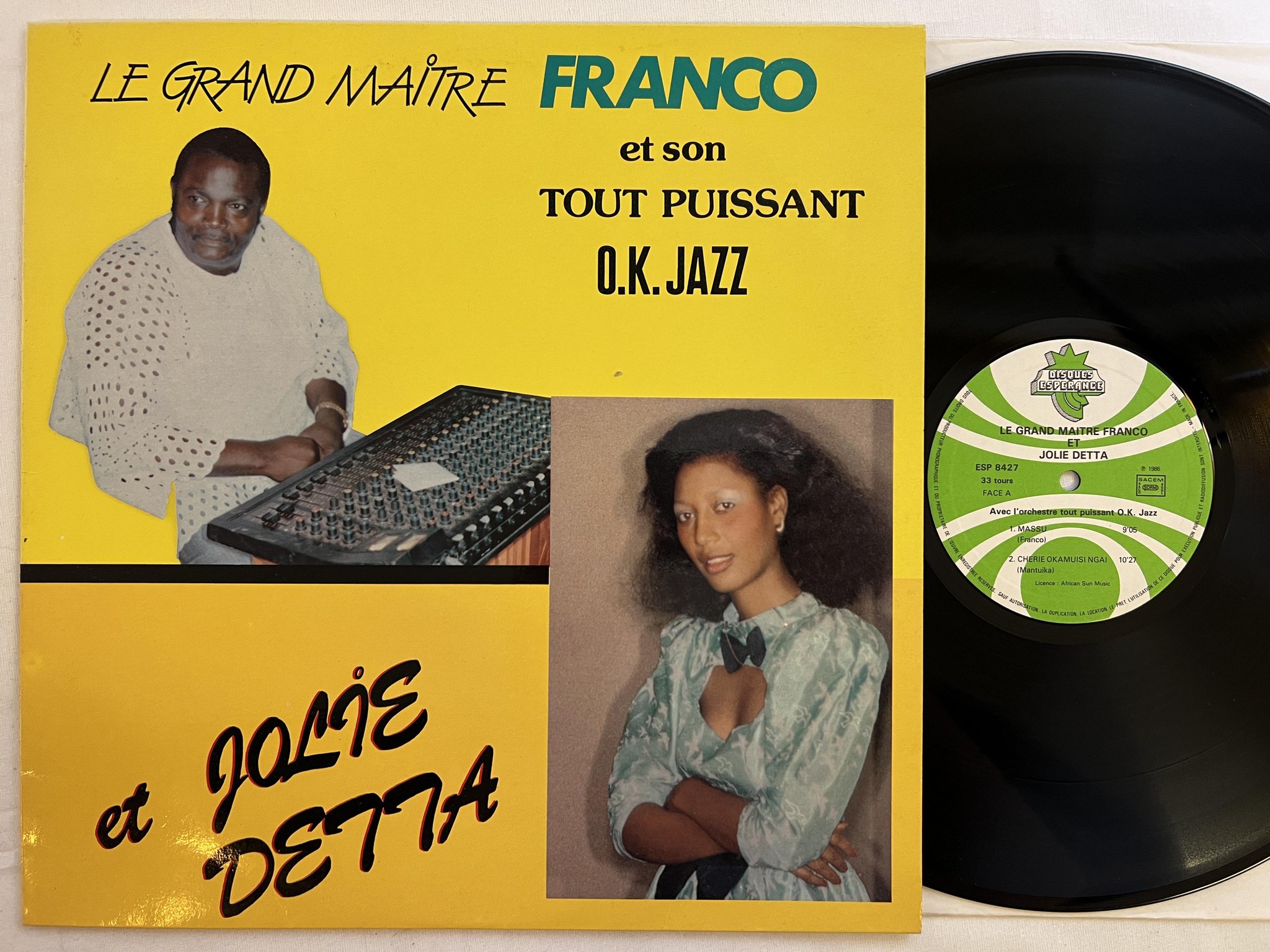 Omslagsbild för skivan EL GRAND MAITRE FRANCO ET JOLIE DETTA LP -86 ESP 8427 ** mega rare soukous **