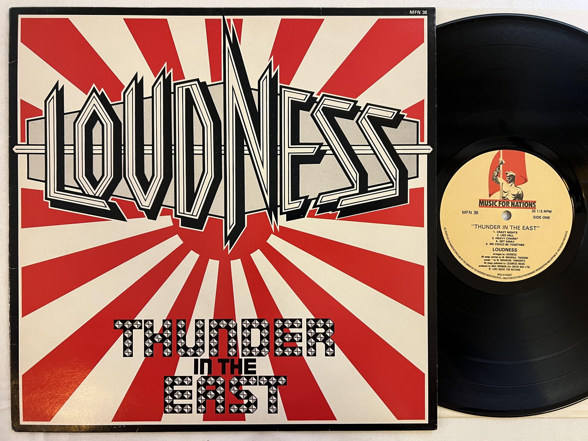 Omslagsbild för skivan LOUDNESS thunder in the east LP -85 MUSIC FOR NATIONS MFN 38