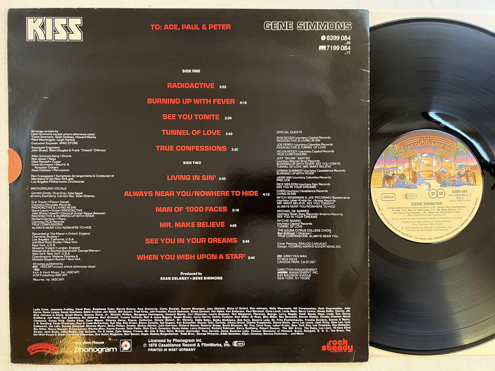 Omslagsbild för skivan GENE SIMMONS KISS LP -78 Ger CASABLANCA 6399084