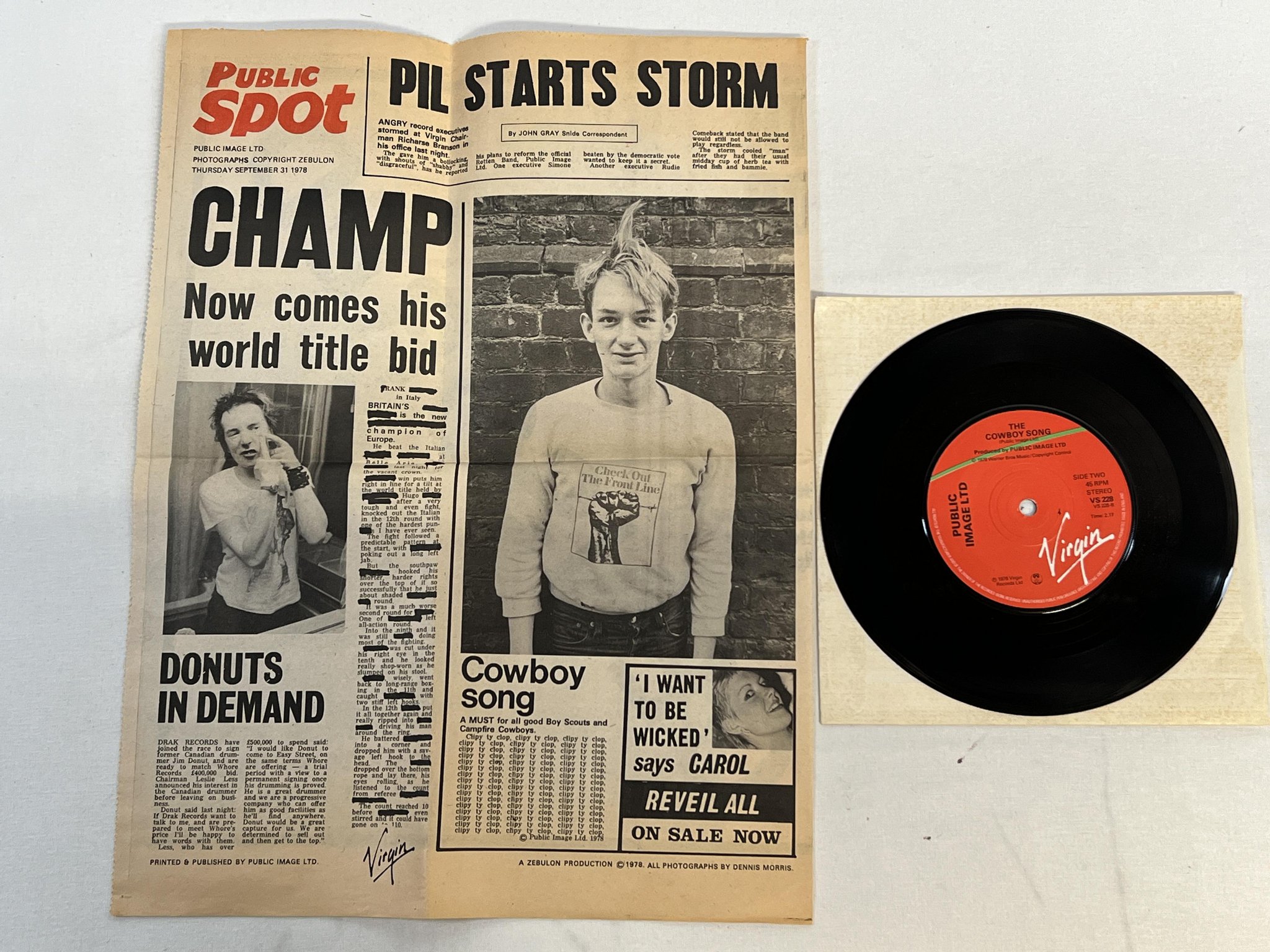 Omslagsbild för skivan PUBLIC IMAGE LTD public image  7"single UK VIRGIN VS 228