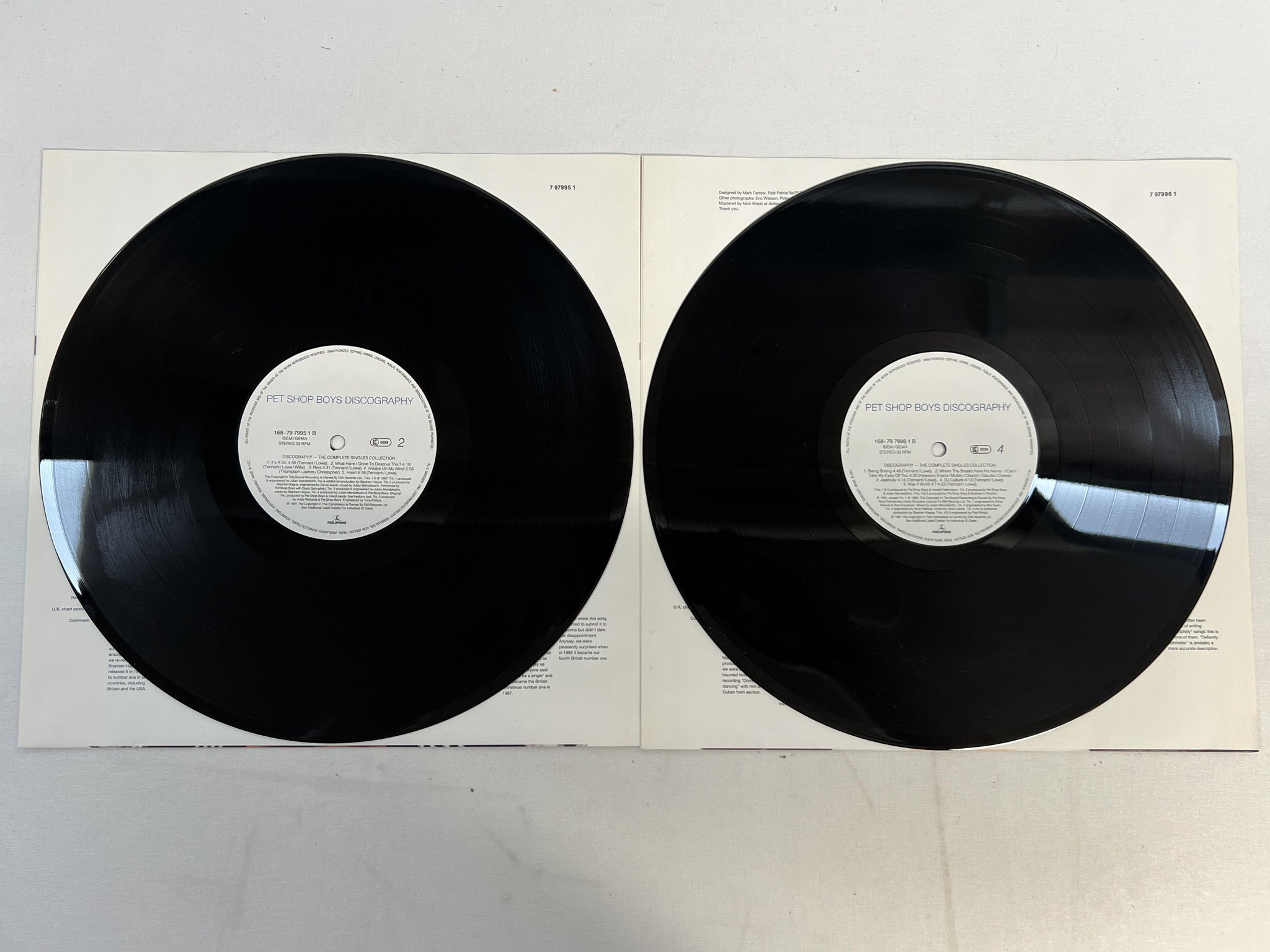 Omslagsbild för skivan PET SHOP BOYS Discography 2xLP -91 PARLOPHONE 168 7 97994 1