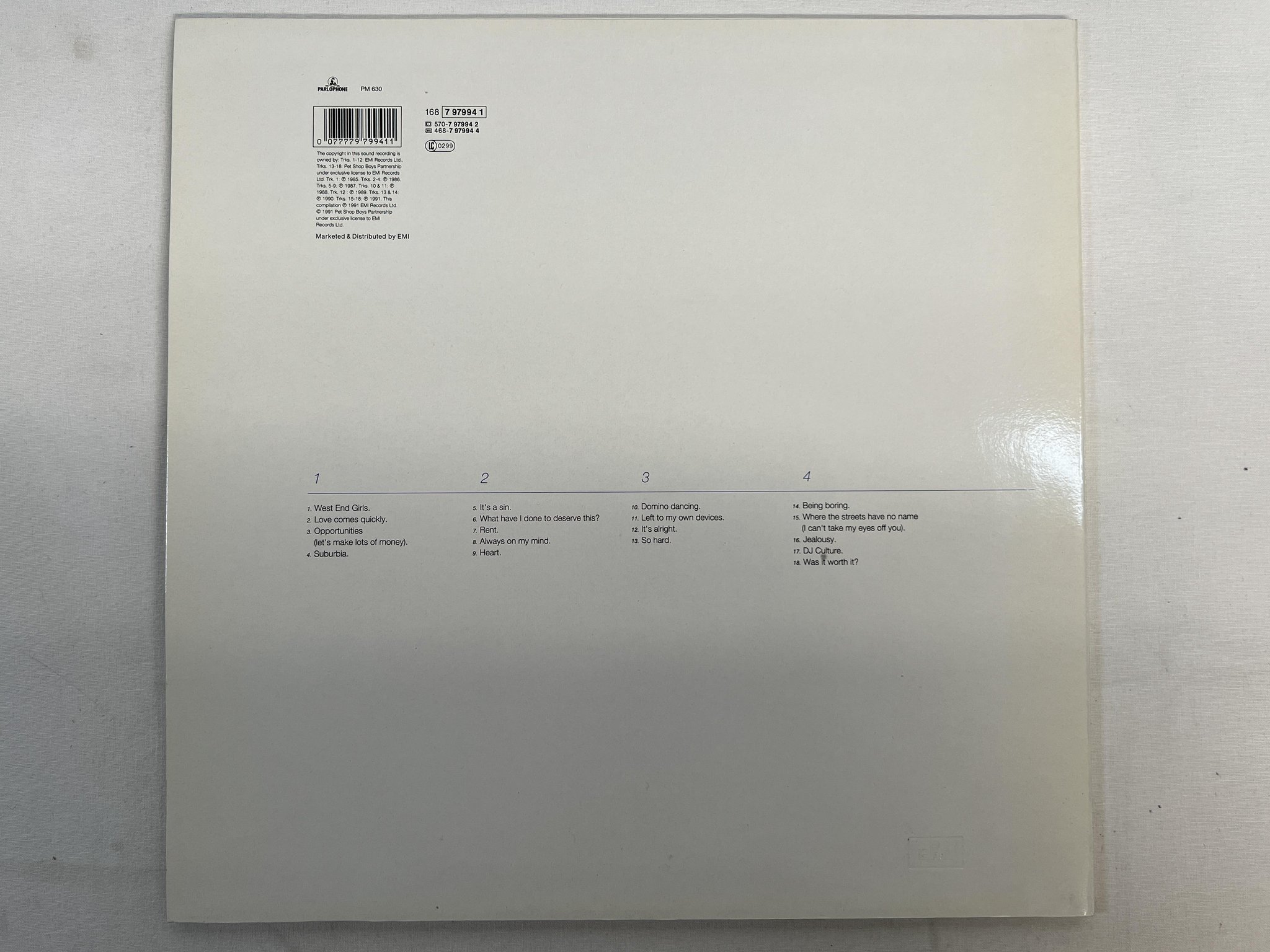 Omslagsbild för skivan PET SHOP BOYS Discography 2xLP -91 PARLOPHONE 168 7 97994 1