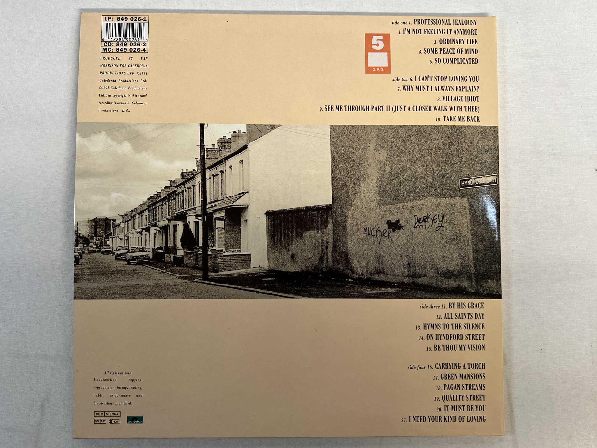 Omslagsbild för skivan VAN MORRISON Hymns To The Silence 2xLP -91 POLYDOR 849 026-1