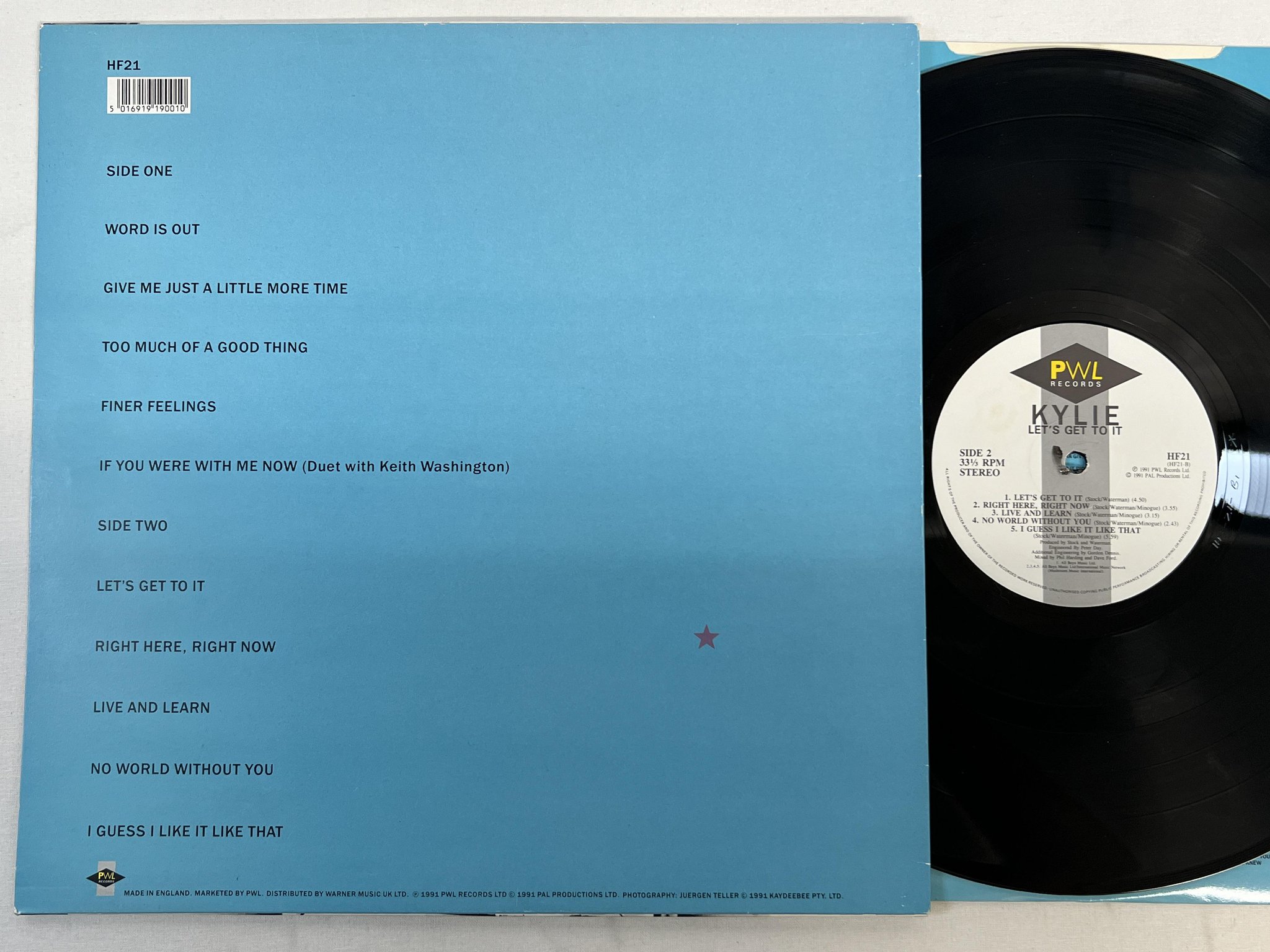 Omslagsbild för skivan KYLIE MINOUGE Let's Get To It LP -91 UK PWL HF21