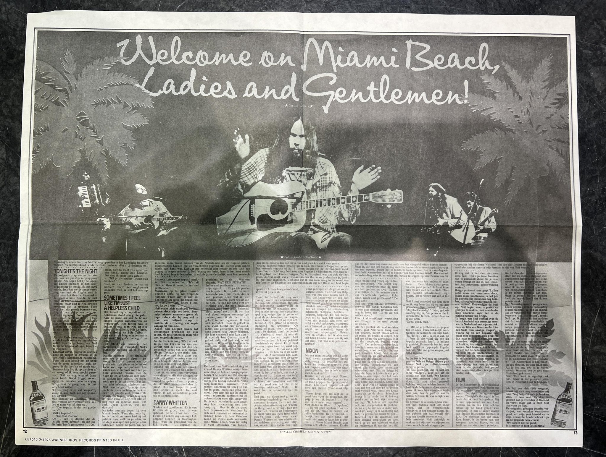 Omslagsbild för skivan NEIL YOUNG Tonight's The Night LP -75 UK REPRISE K 54040