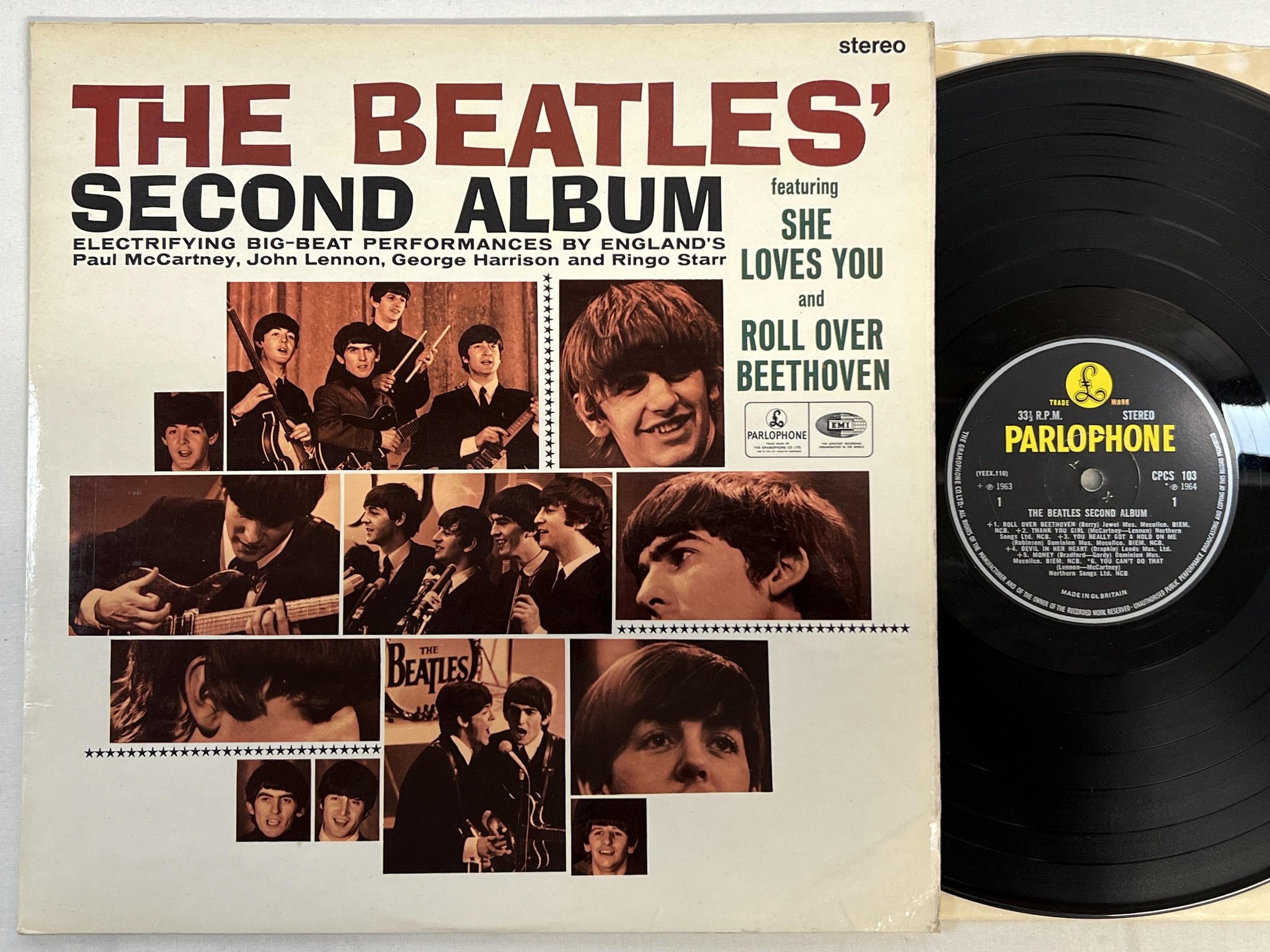 Omslagsbild för skivan THE BEATLES second album LP -66 UK PARLOPHONE  CPCS 103 ** rare export **