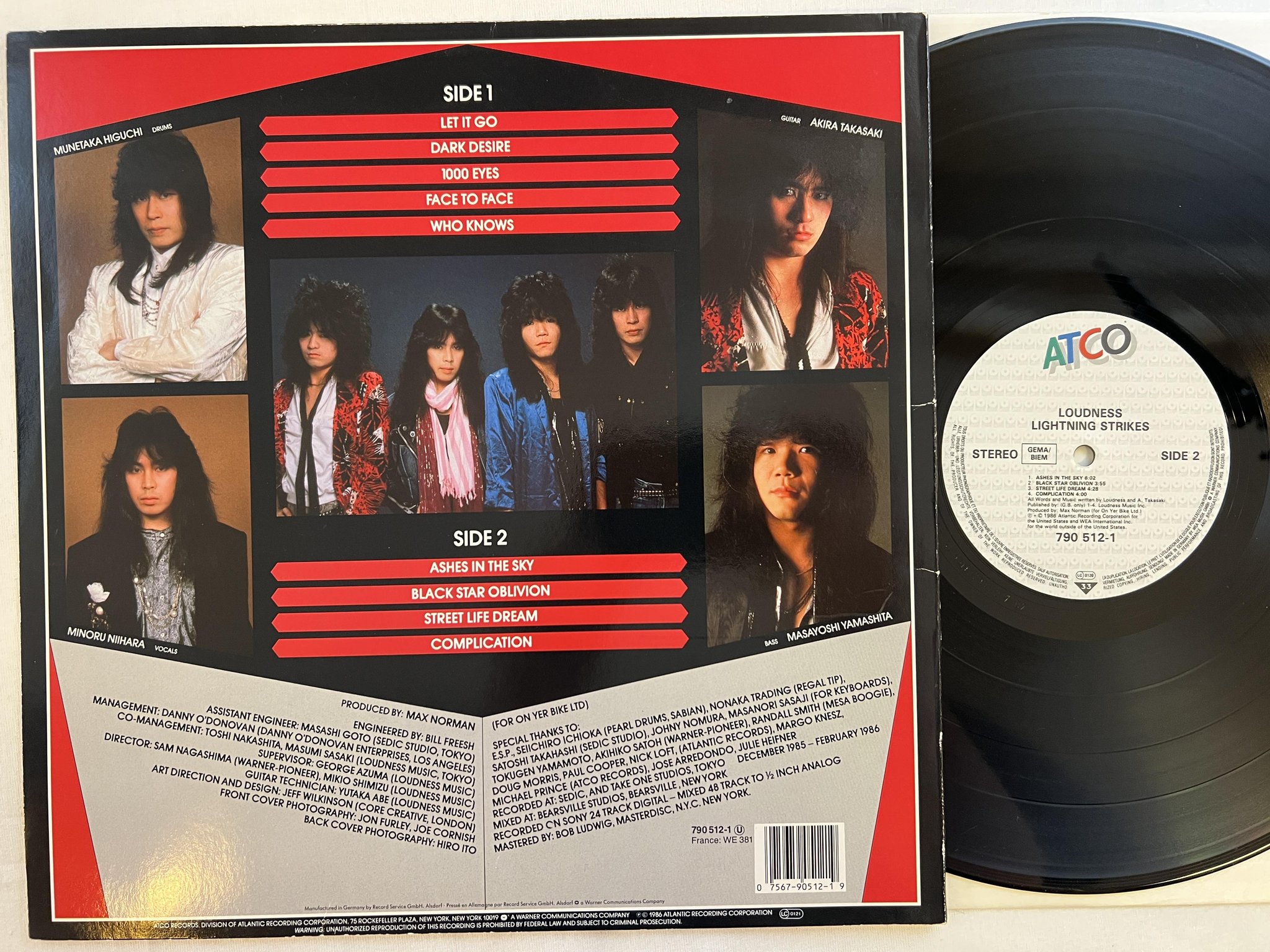 Omslagsbild för skivan LOUDNESS lightning strikes LP -86 Ger ATCO 790 512-1