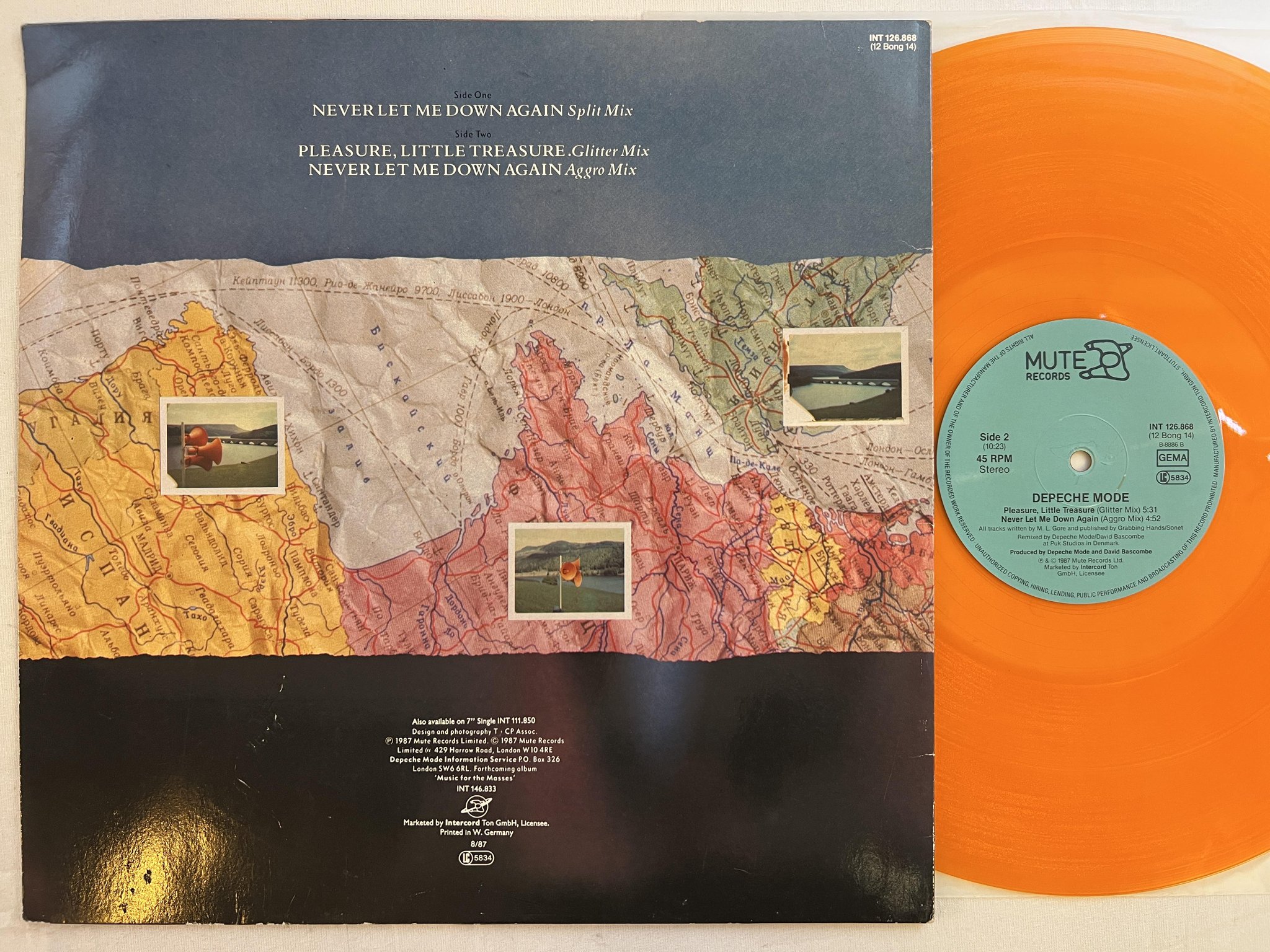 Omslagsbild för skivan DEPECHE MODE never let me down again 12" -87 Ger MUTE INT 126868