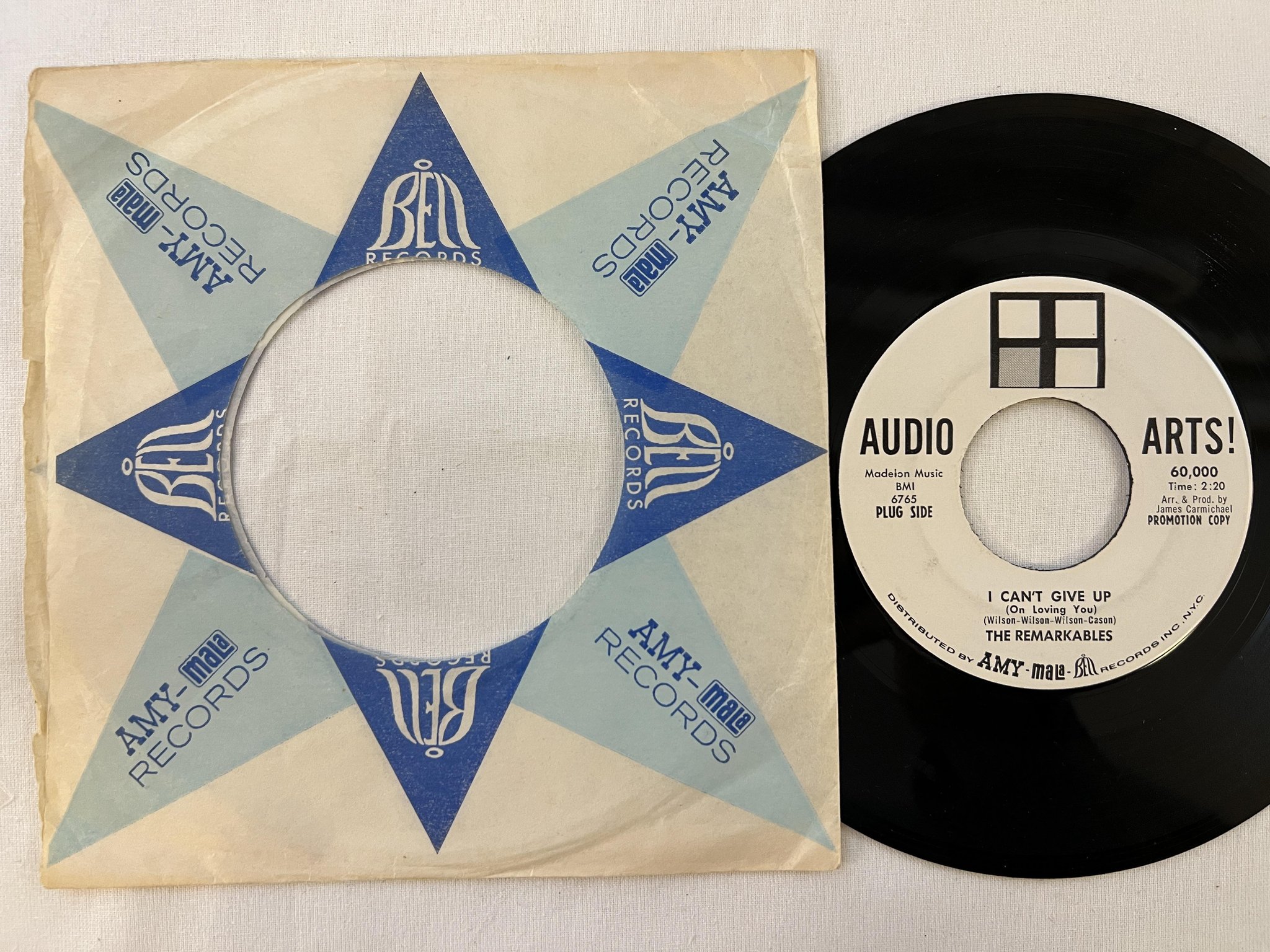 Omslagsbild för skivan THE REMARKABLES I Can't Give Up 7"single -66 AUDIO ARTS! promo ** rare soul **