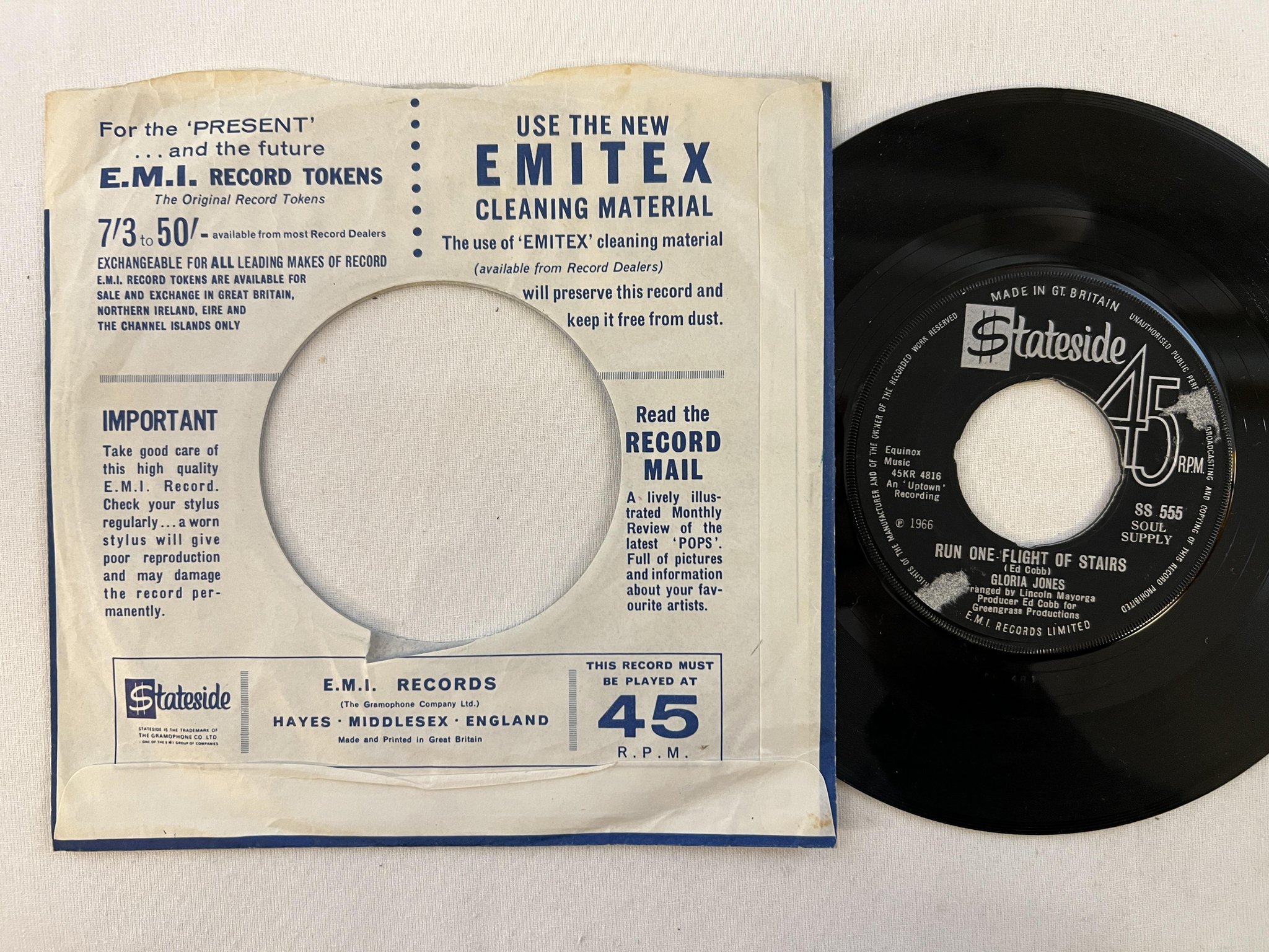 Omslagsbild för skivan GLORIA JONES Finders Keepers 7"single -66 UK STATESIDE SS 555 ** RARE SOUL **