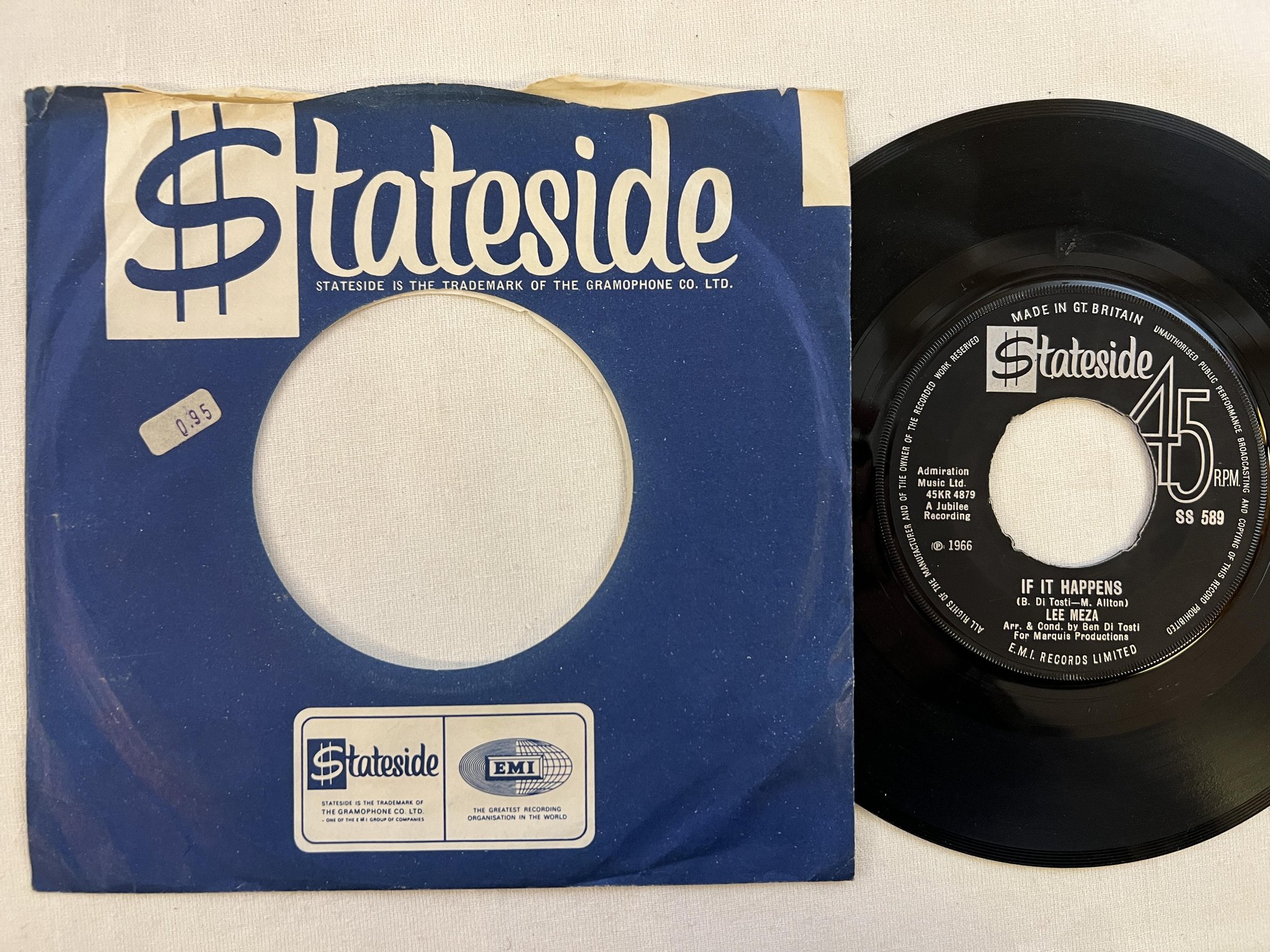 Omslagsbild för skivan LEE MEZA if it happens 7"single -66 UK STATESIDE SS 589 ** RARE SOUL **