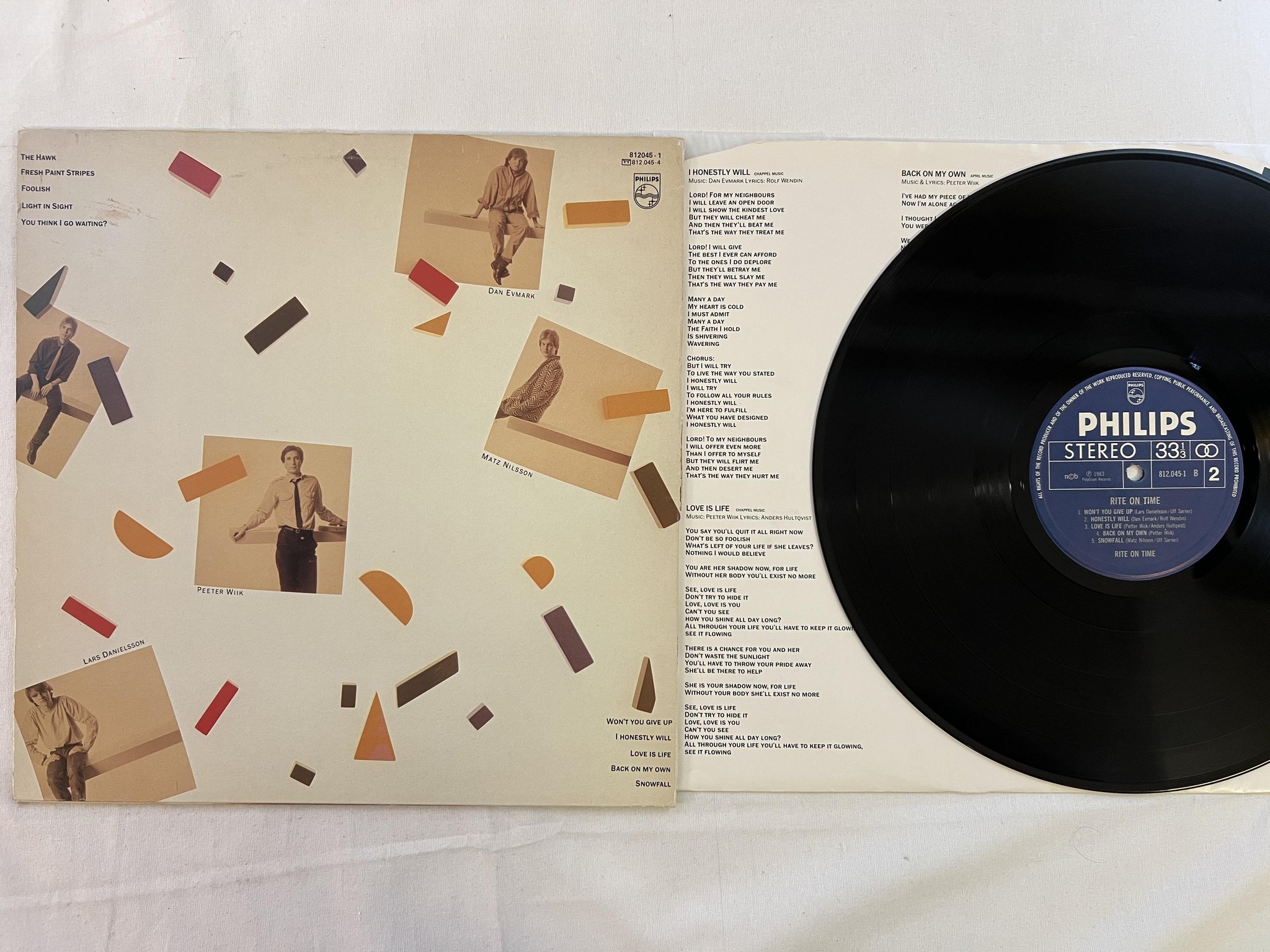 Omslagsbild för skivan RITE ON TIME s/t LP -83 swedish disco boogie PHILIPS 812045-1