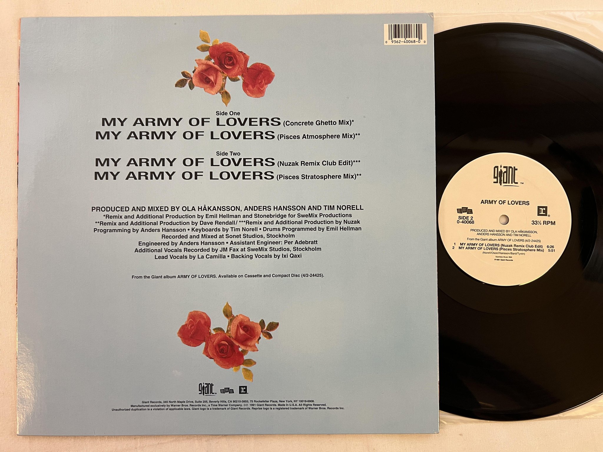 Omslagsbild för skivan ARMY OF LOVERS my army of lovers 12"single -91 US GIANT 0-40068