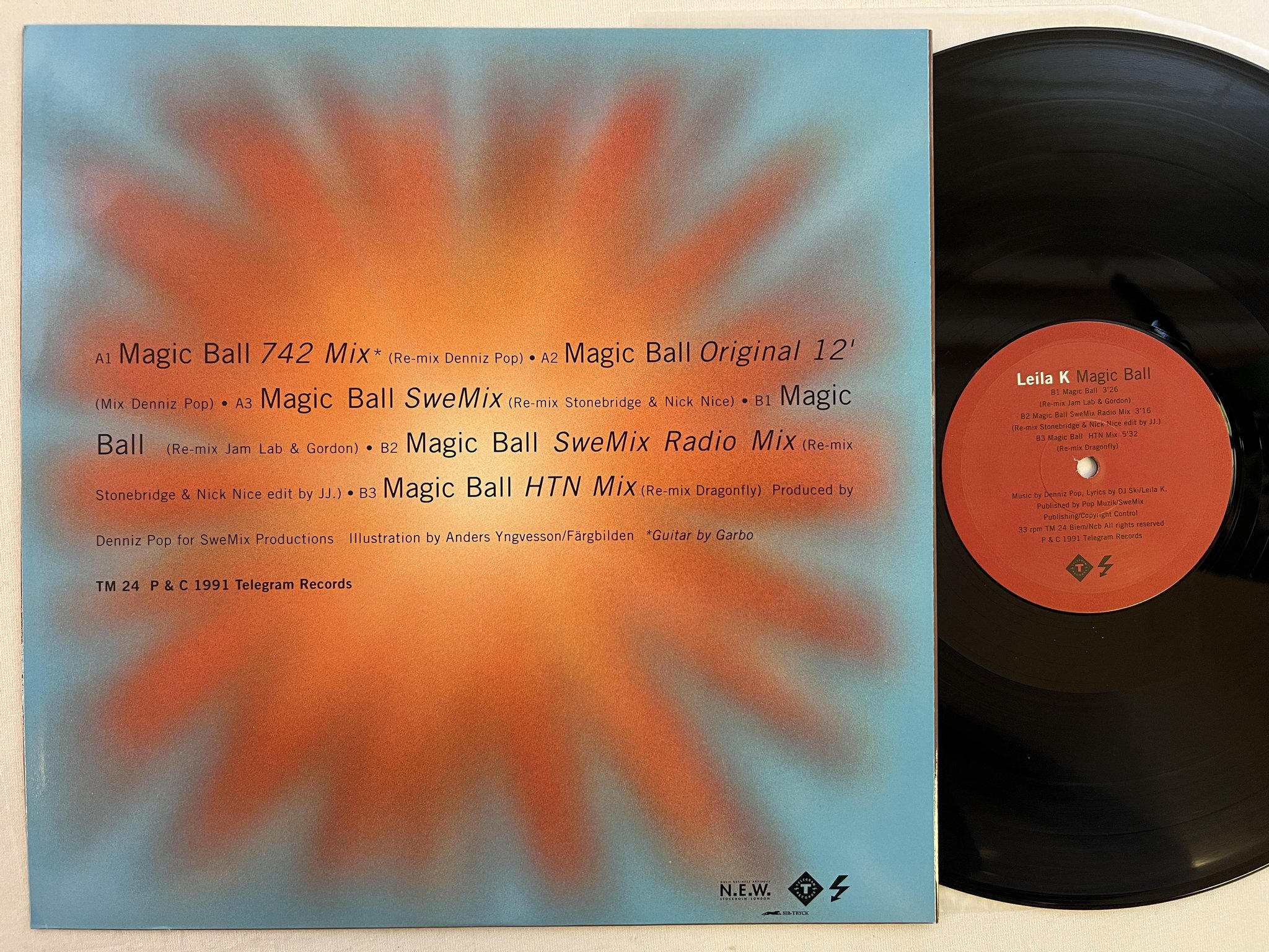 Omslagsbild för skivan LEILA K magic ball 12"single -91 Swe TELEGRAM TM-24