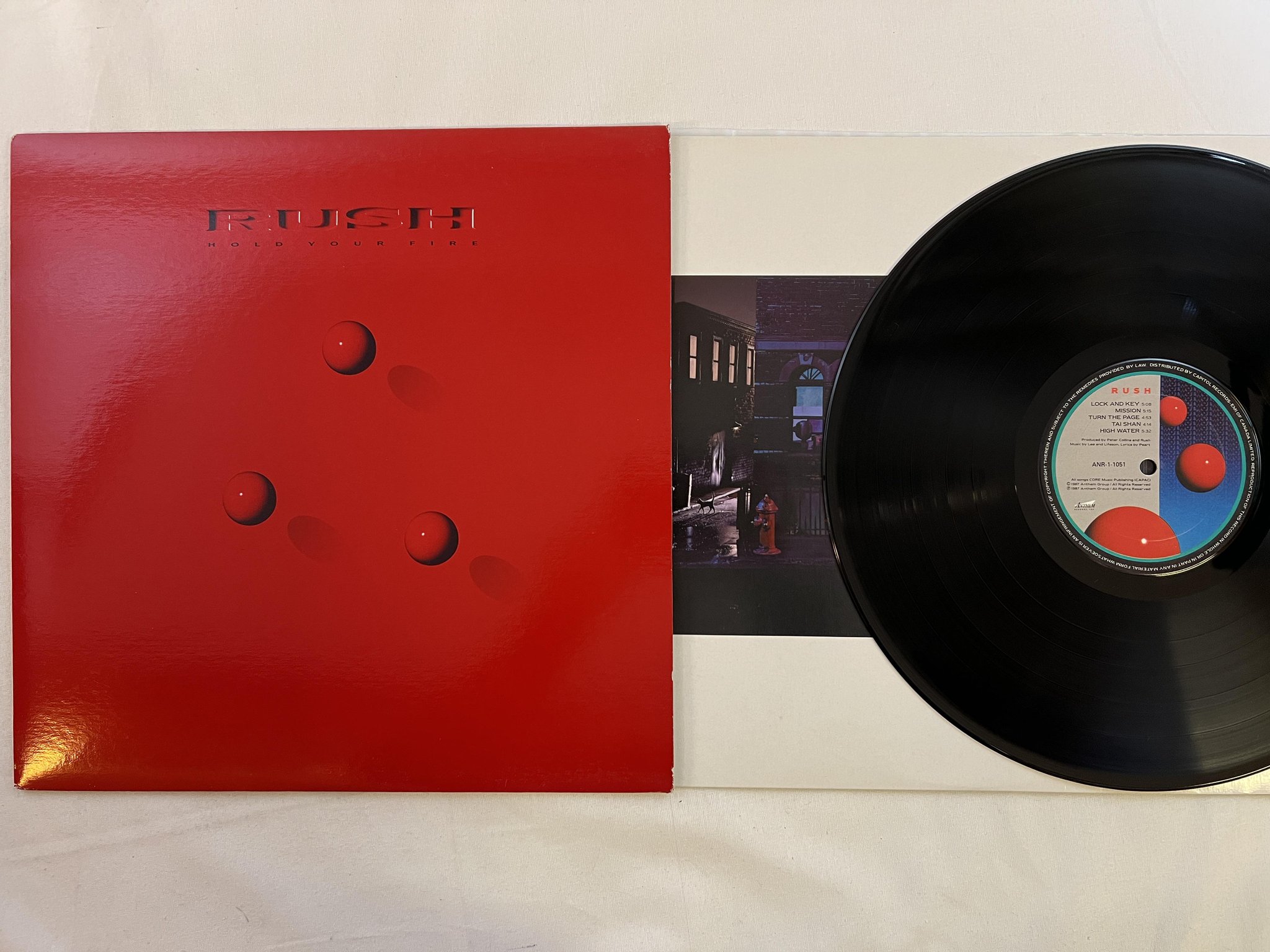 Omslagsbild för skivan RUSH hold your fire LP -87 Can ANTHEM ANR-1-1051