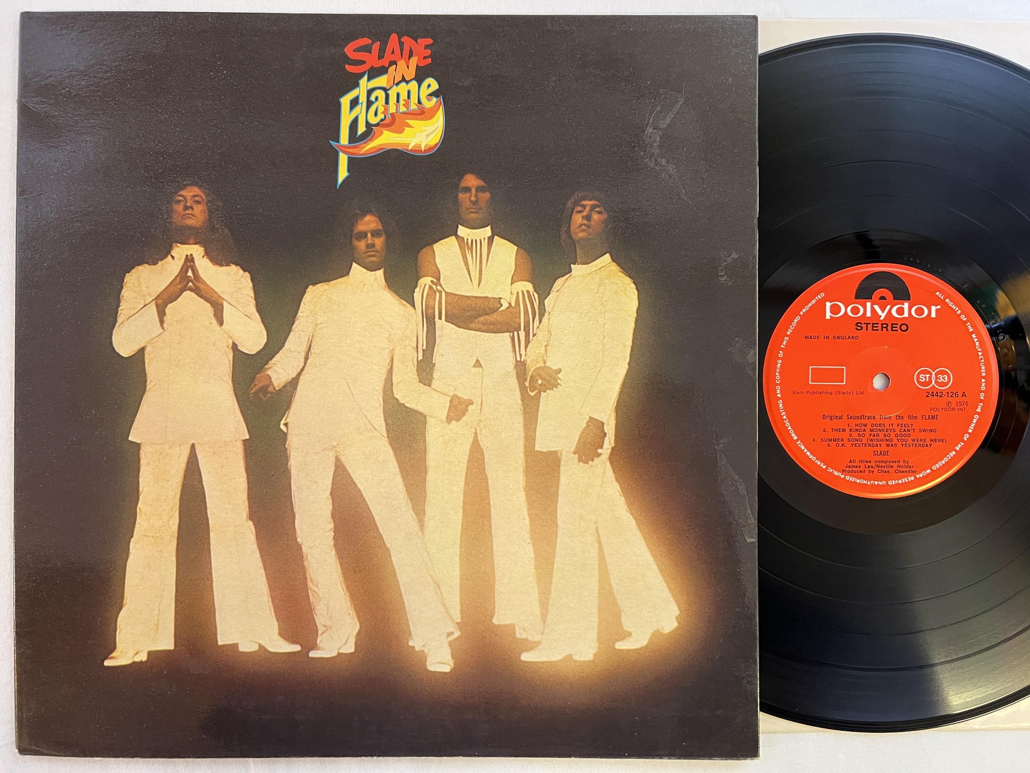 Omslagsbild för skivan SLADE flame LP -74 UK POLYDOR 2442126