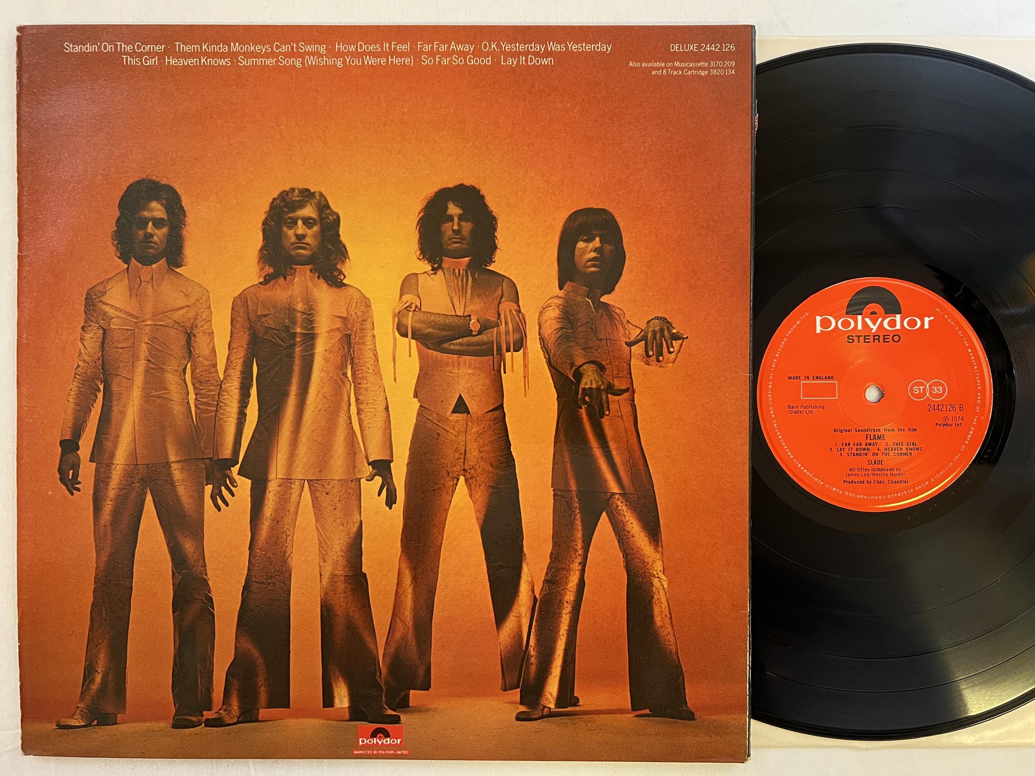 Omslagsbild för skivan SLADE flame LP -74 UK POLYDOR 2442126